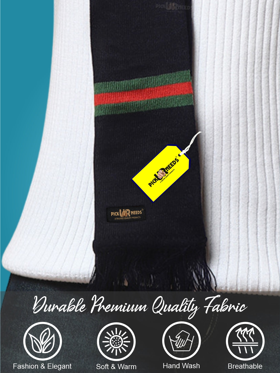 Pick Ur Needs Premium Woolen Muffler for Men Soft Warm Winter Scarf Stylish Striped Design Long & Comfortable Neck Wrap