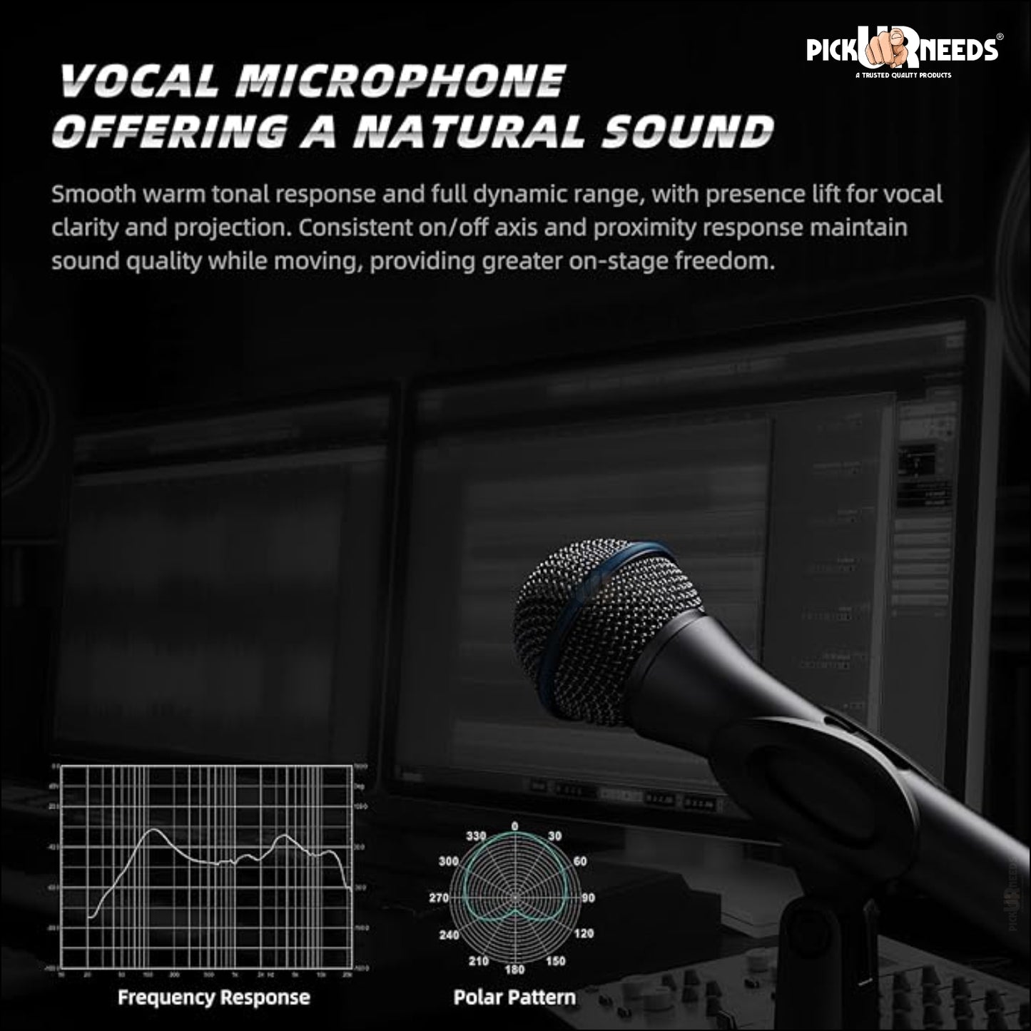 Pick Ur Needs Professional Dynamic Microphone –Singing, Karaoke & Live Performance- Corded Mic Microphone