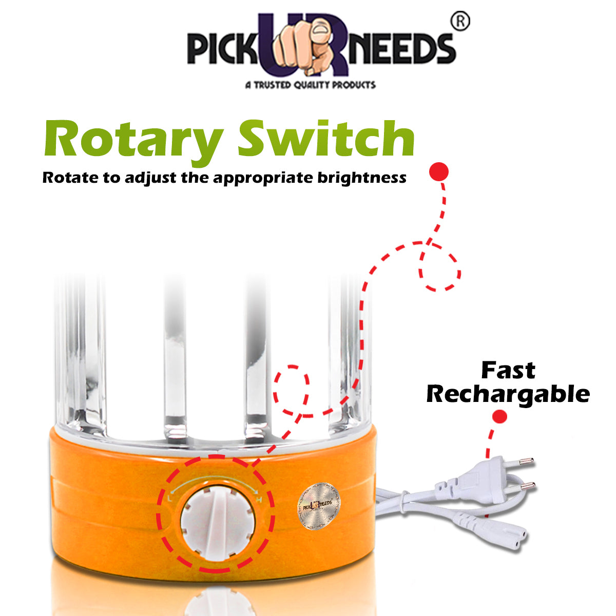 Pick Ur Needs® Extra Brightness Rechargeable LED Lantern Emergency Light 40W with Eco Friendly Solar Panel(3W + 9V)