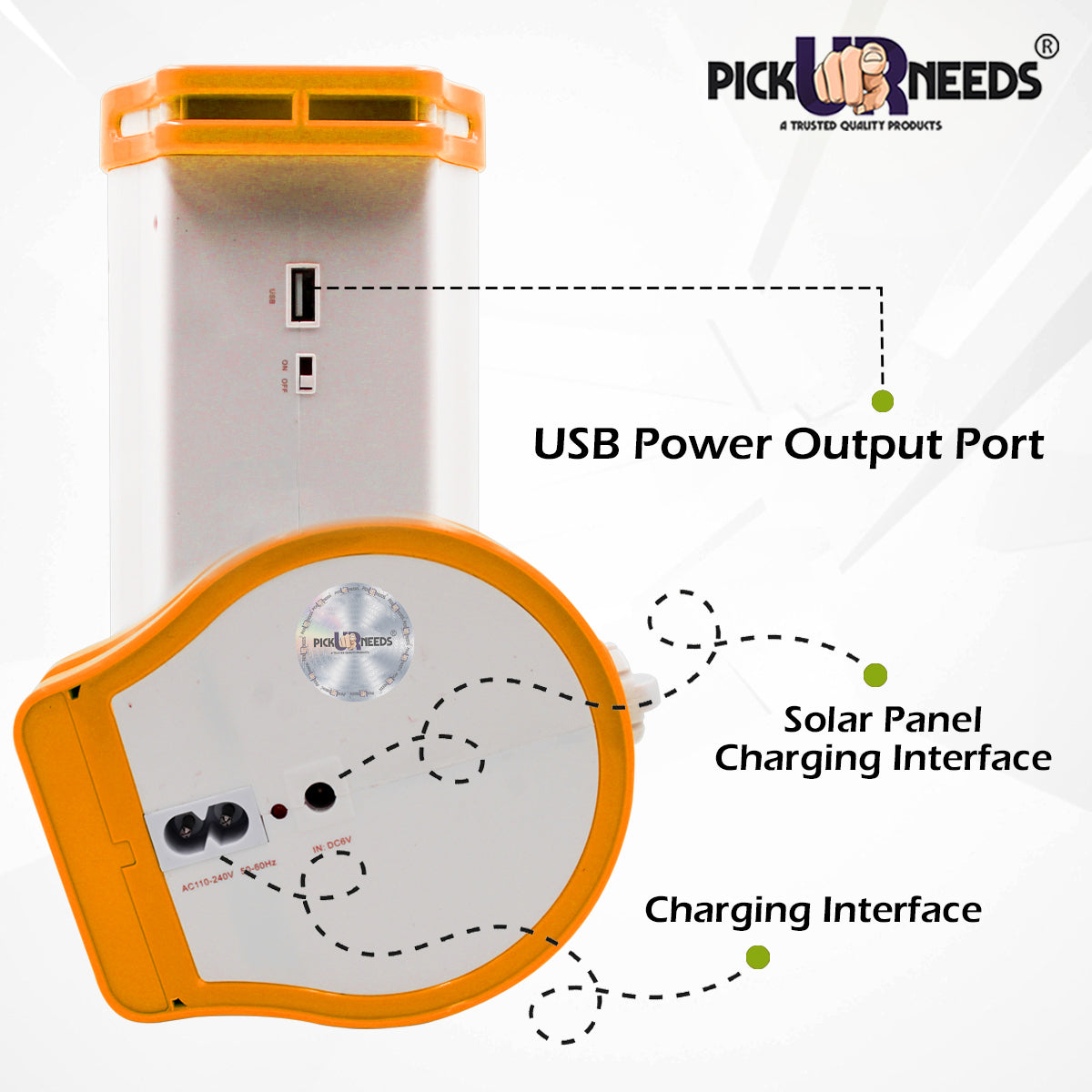 Pick Ur Needs® Extra Brightness Rechargeable LED Lantern Emergency Light 40W with Eco Friendly Solar Panel(3W + 9V)