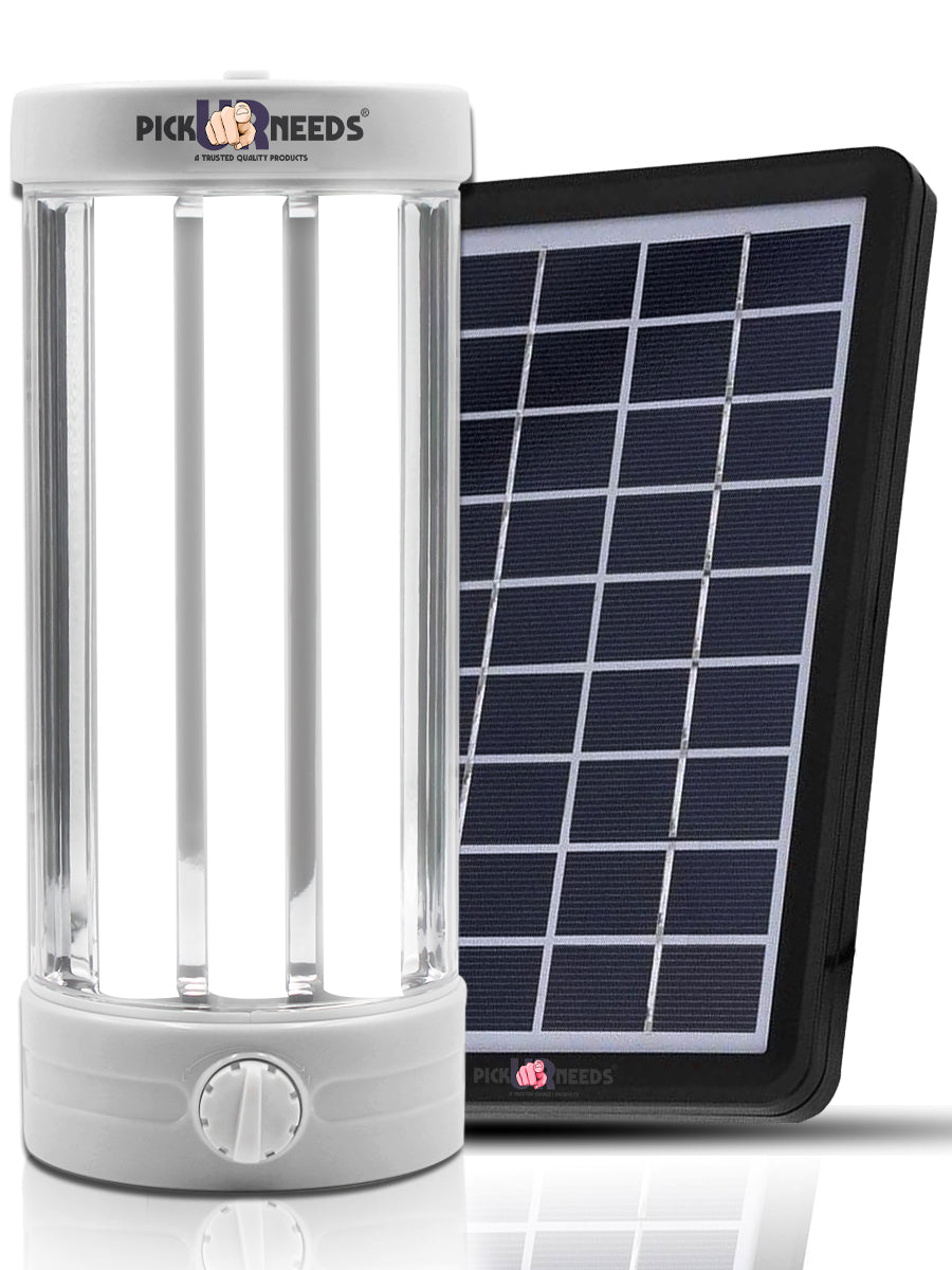Pick Ur Needs® Extra Brightness Rechargeable LED Lantern Emergency Light 40W with Eco Friendly Solar Panel(3W + 9V)