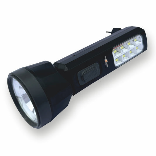 Pick Ur Needs Rechargeable Torch Search Light 30W + 8 High Big SMD Side Light 800 mAh Battery 3 hrs Torch Emergency Light  (Black)