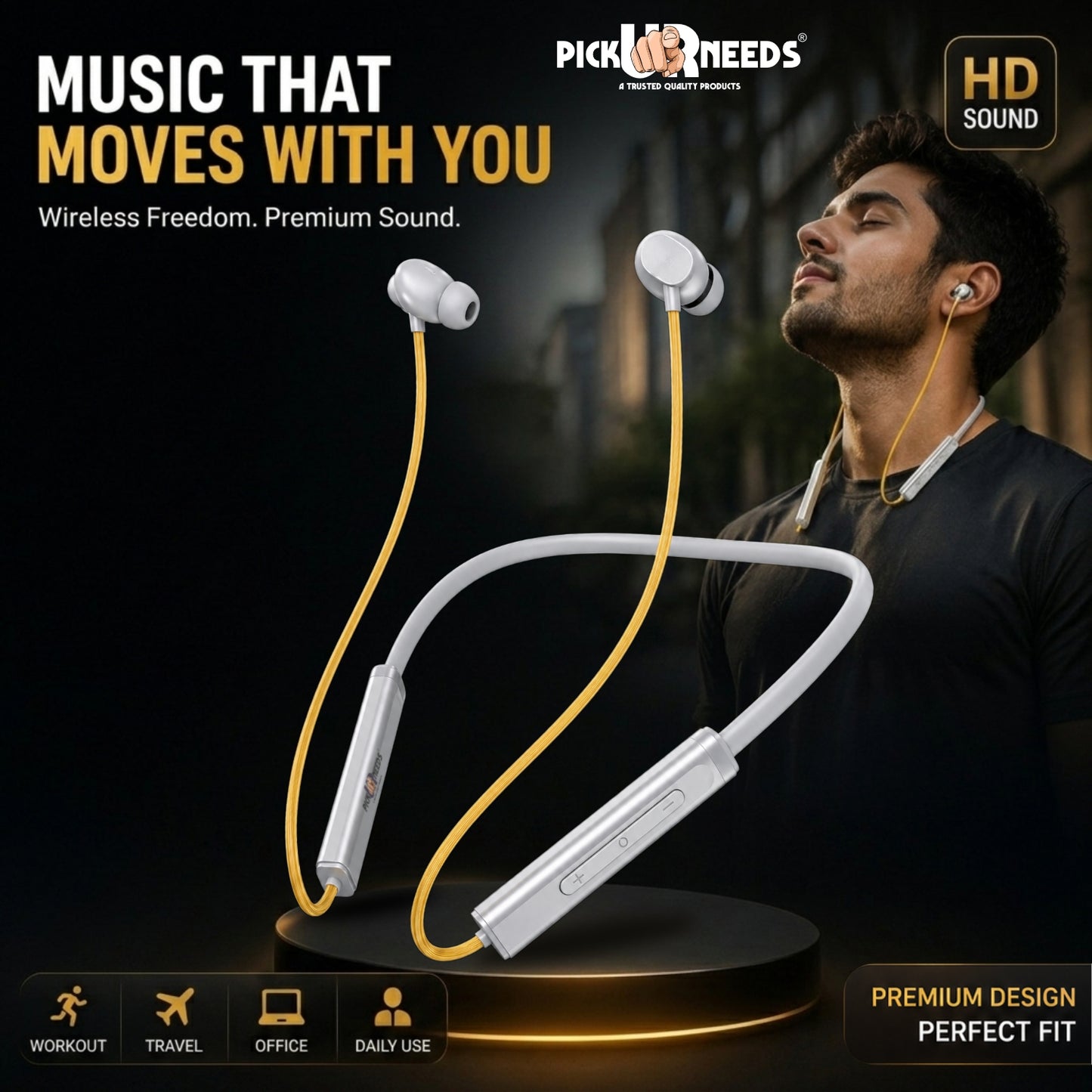 Premium Wireless Bluetooth Neckband Earbuds with HD Sound & Comfortable Fit