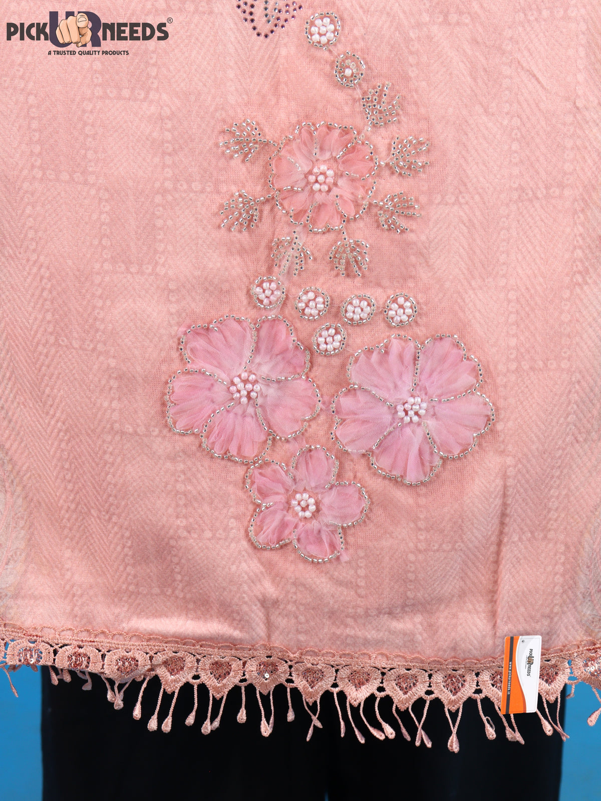 Pick Ur Needs Womens Designer Winter Elegant Floral Embellished Paisley Print Girls Shawl with Decorative Fringe Border