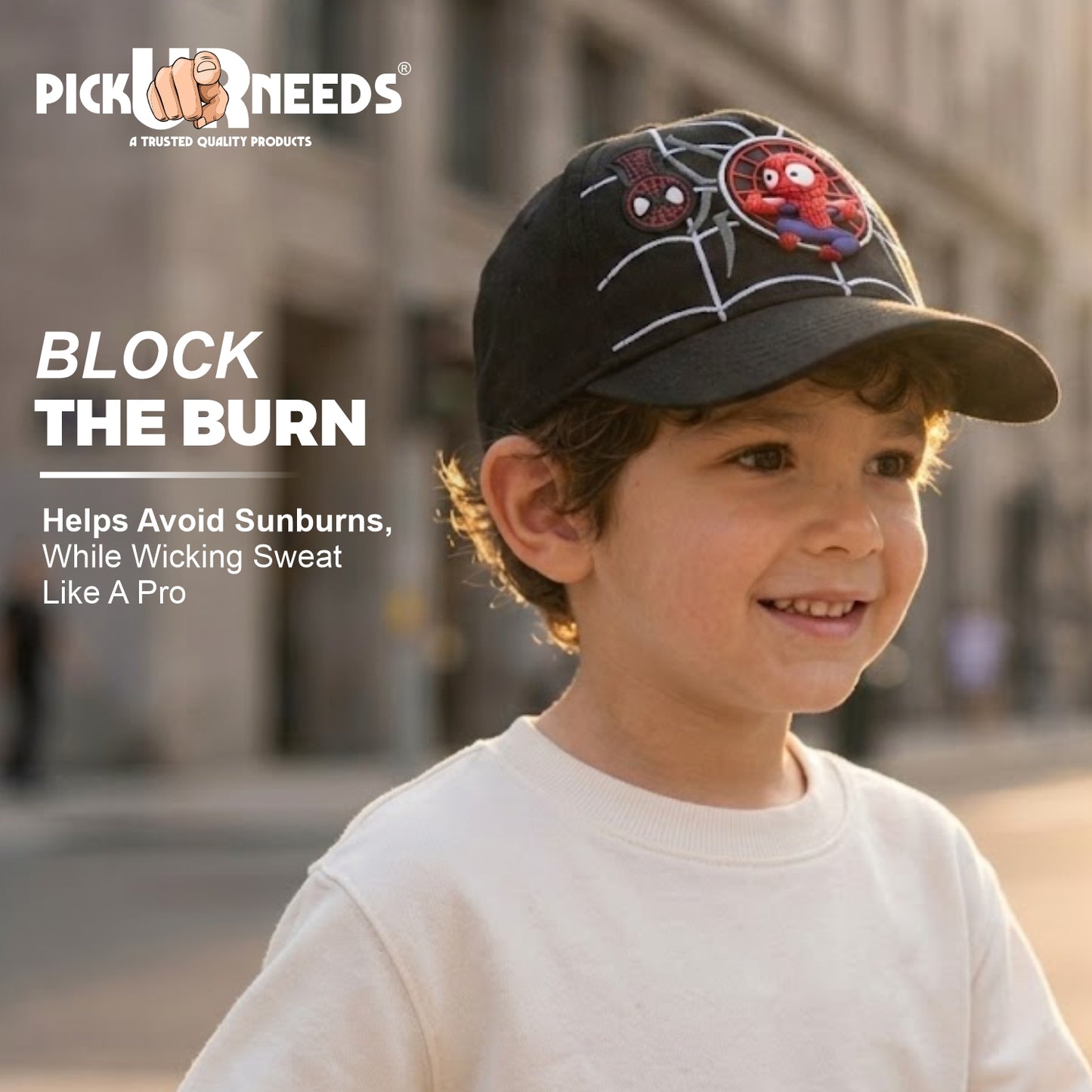 Pick Ur Needs Kids Spider Design Baseball Cap for Boys & Girls Adjustable Strap Summer Sun Protection Hat