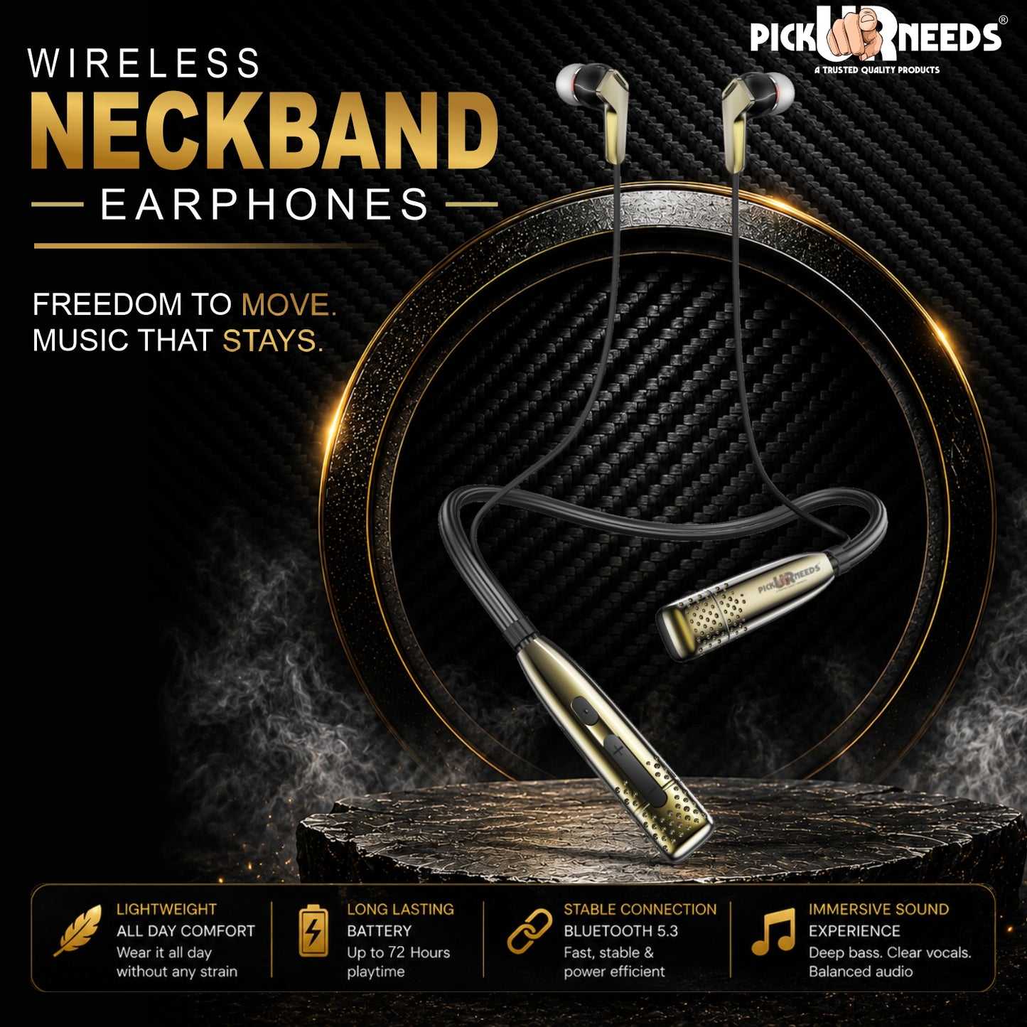 Premium Wireless Earphones Neckband with Long Battery Life & HD Voice Calling
