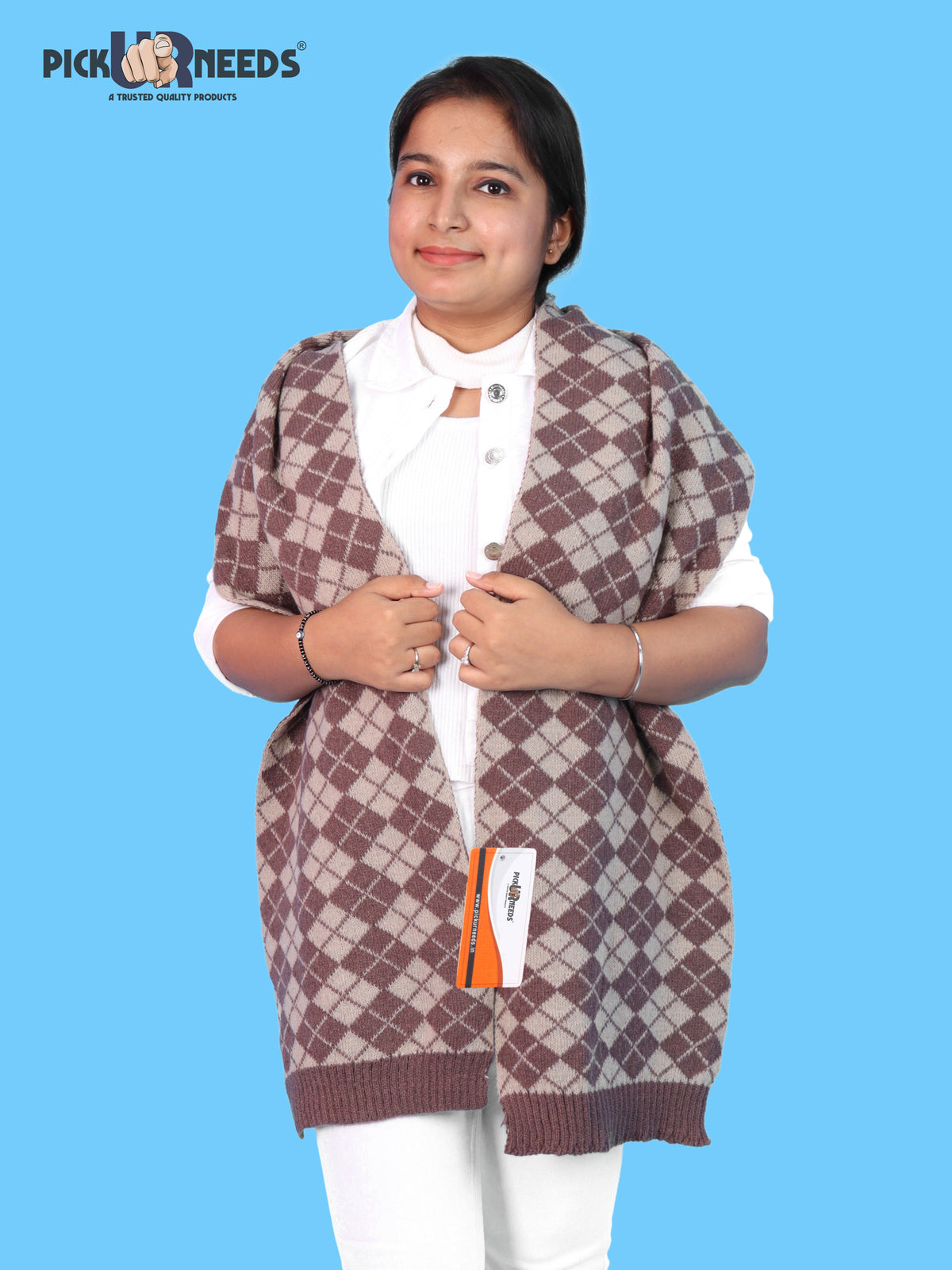 Pick Ur Needs Classic Checkered Woolen Scarf for Winter Warm Muffler Soft, Cozy & Stylish Cold Weather Wrap For Women