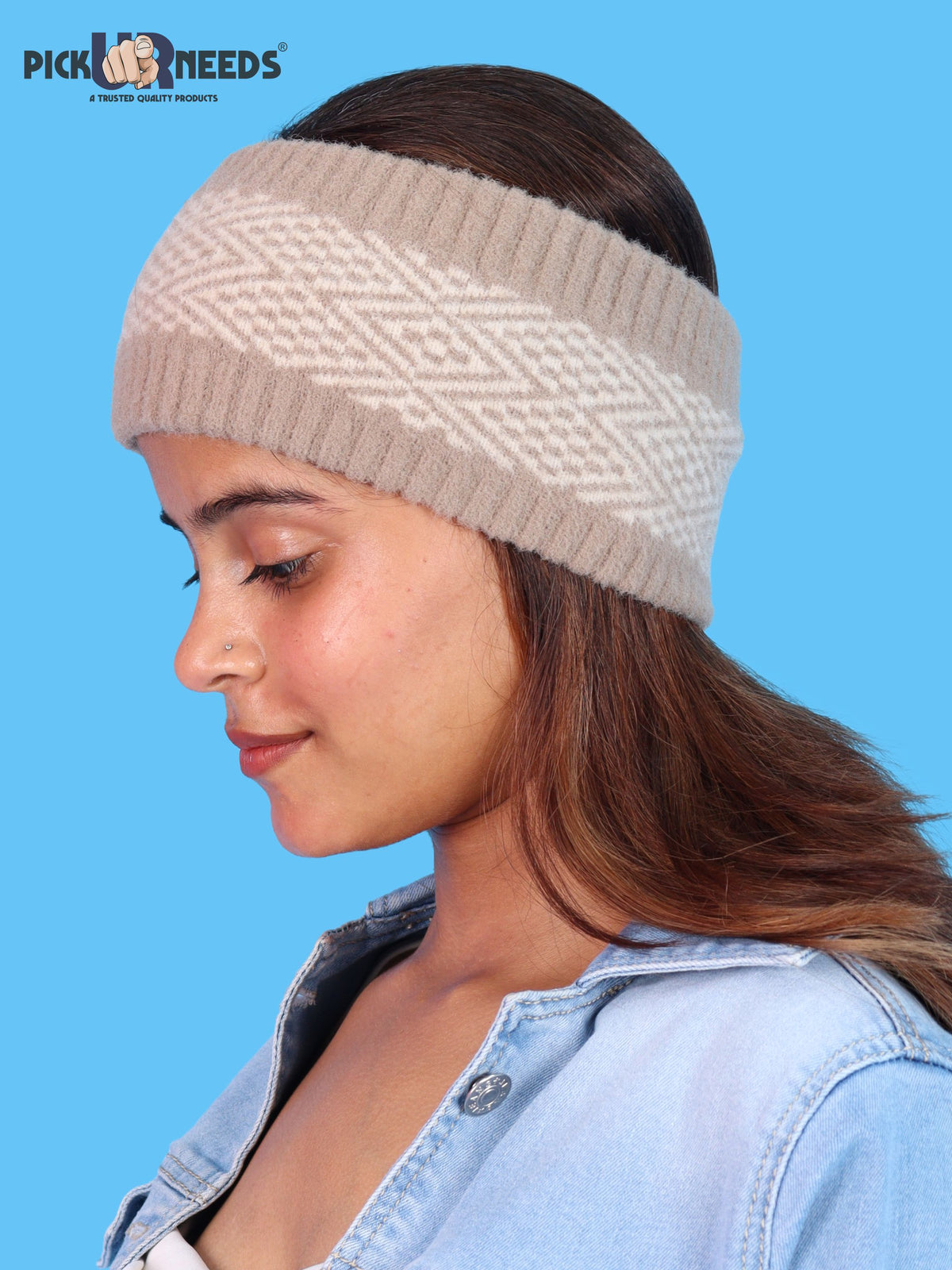 Pick Ur Needs Unisex Winter Headband Ear Warmer For Women & Men Soft Stretch Warm Head Wrap with Geometric Pattern