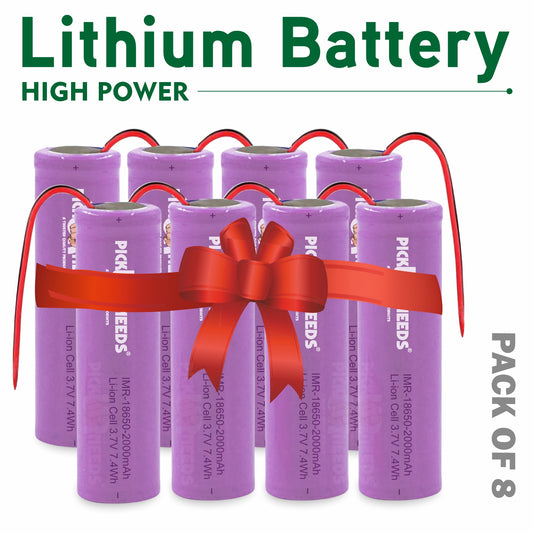 Pick Ur Needs 2000mAh 3.7V 18650 Lithium Li-ion Battery with Wired, Electronic Devices 65x18mm 6 hrs Torch Emergency Light  (Purple) Pakc of 8