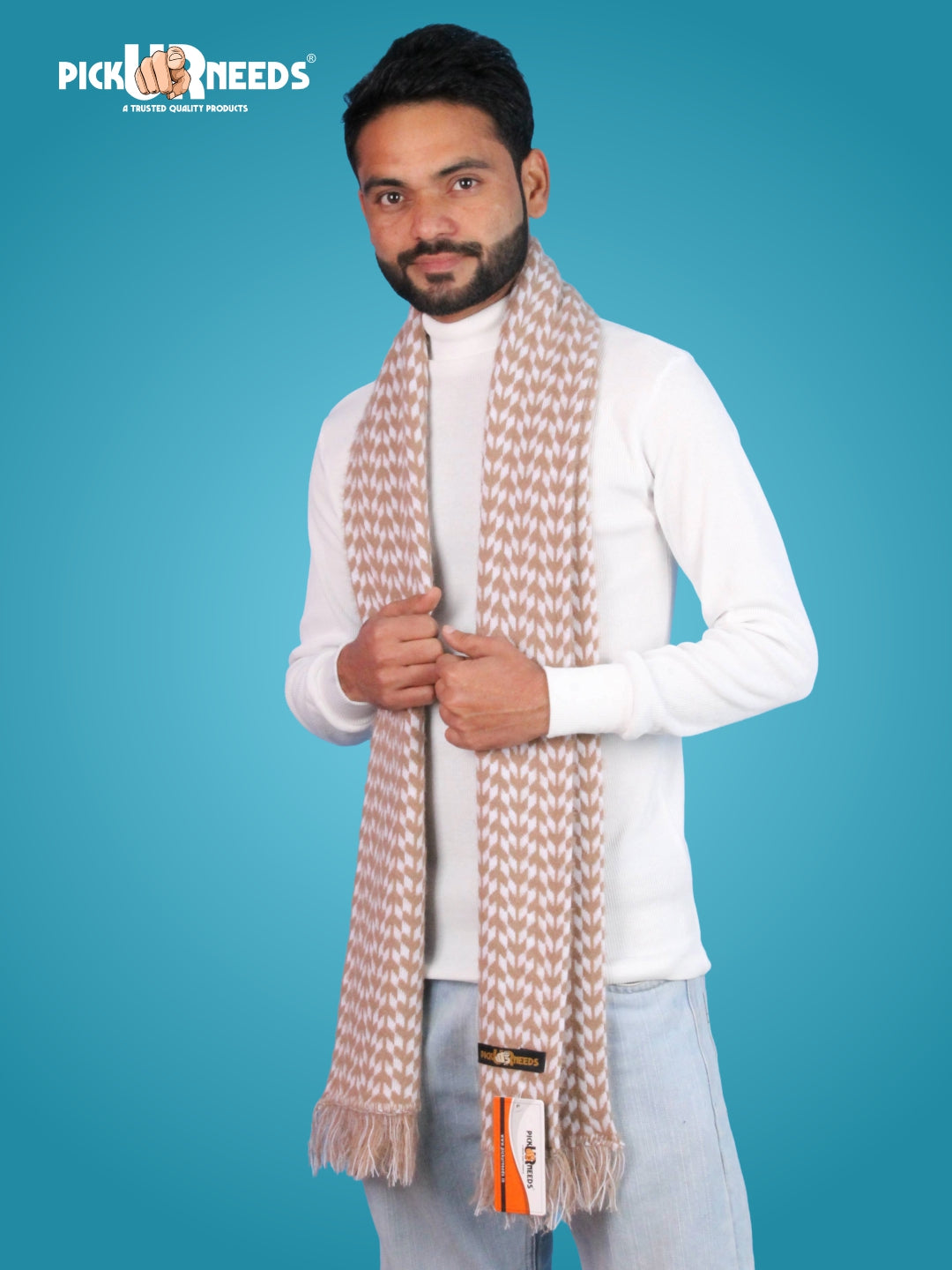 Pick Ur Needs Soft Warm Woolen Premium Winter Muffler for Men Scarf with Stylish Check Pattern Long & Comfortable Cold Weather Neck Wrap