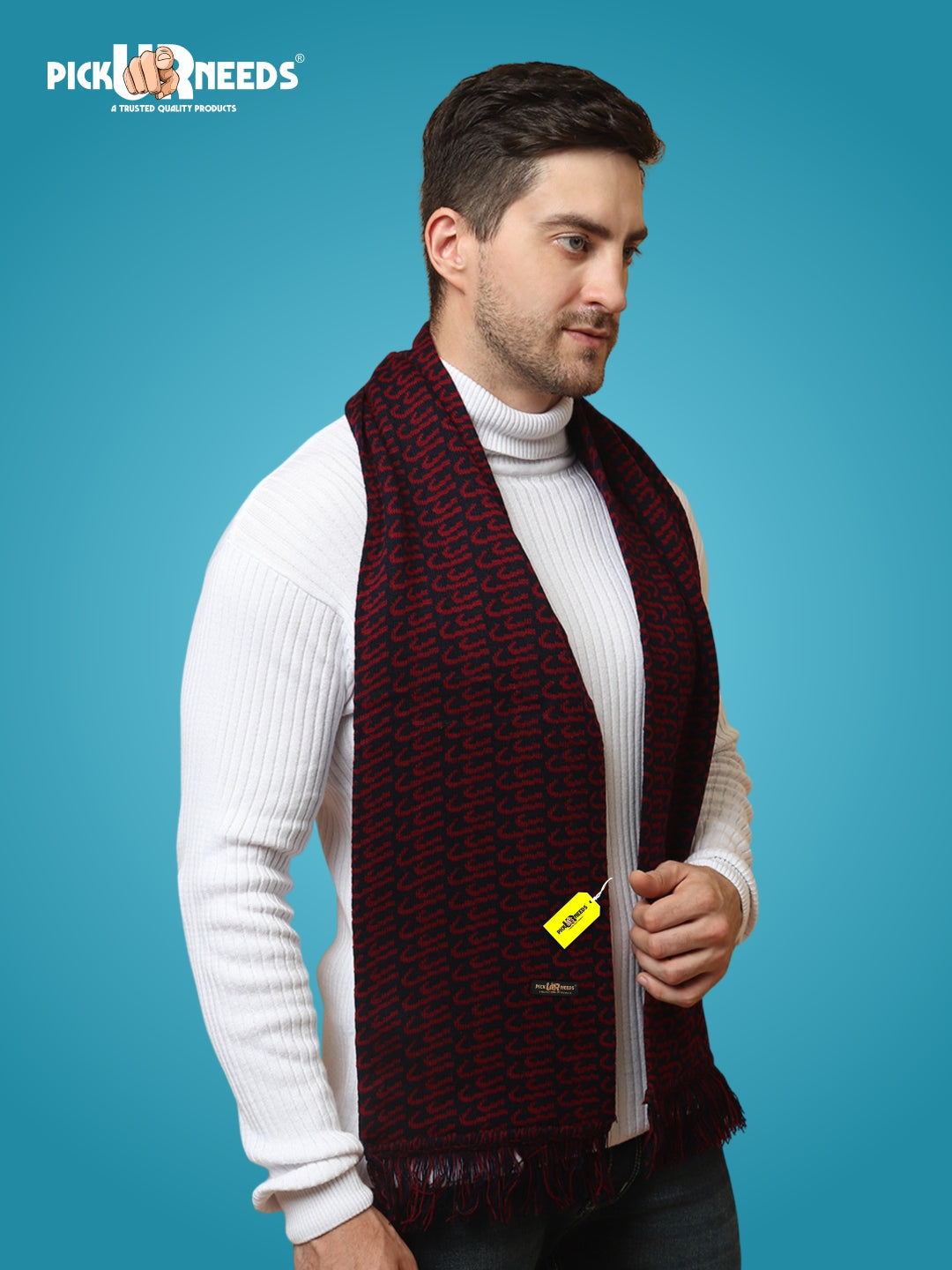 Pick Ur Needs Premium Winter Knit Muffler for Men Soft Woolen Neck Scarf with Stylish Pattern Warm & Comfortable Winter Wear for Outdoor & Casual Use