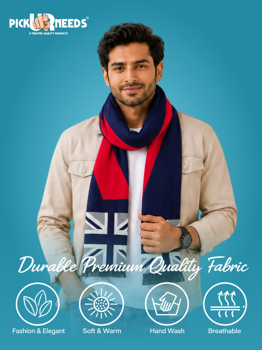 Pick Ur Needs Wool Blend Muffler for Men Soft Winter Scarf with Elegant Checks All-Day Comfort