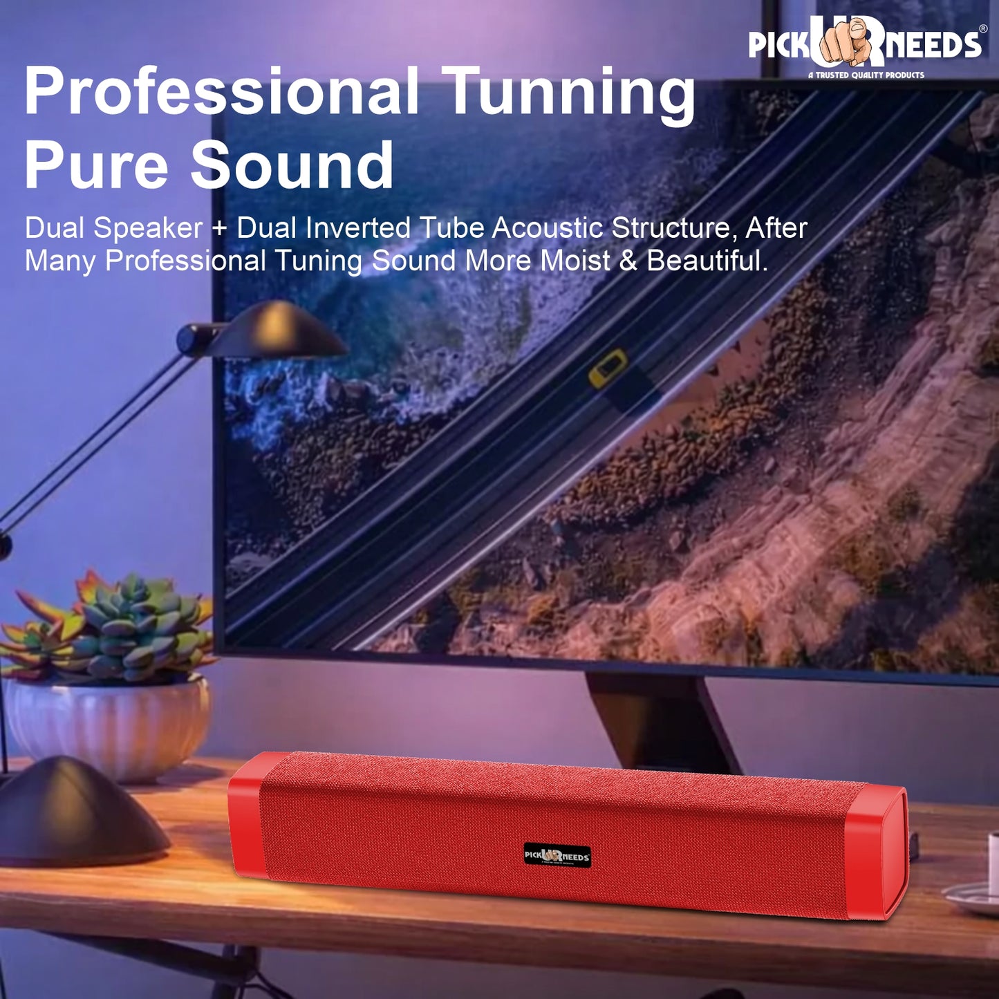 Pick Ur Needs Rechargeable 10W Wireless Bluetooth Soundbar Speaker with 1200mAh Battery, FM Radio, TF Card, USB & AUX Support – 4 Hours Playtime Home & Outdoor Speakers