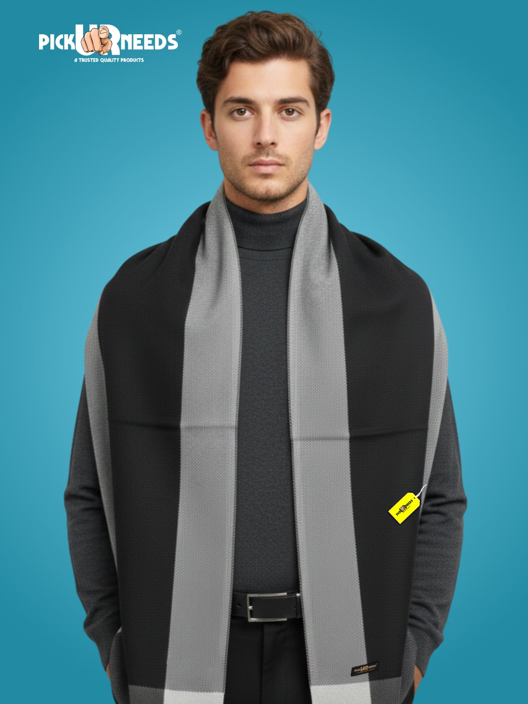 Pick Ur Needs Men’s Premium Winter Wool Muffler – Soft & Warm Knitted Scarf for Casual, Office & Travel Stylish Stripe Design