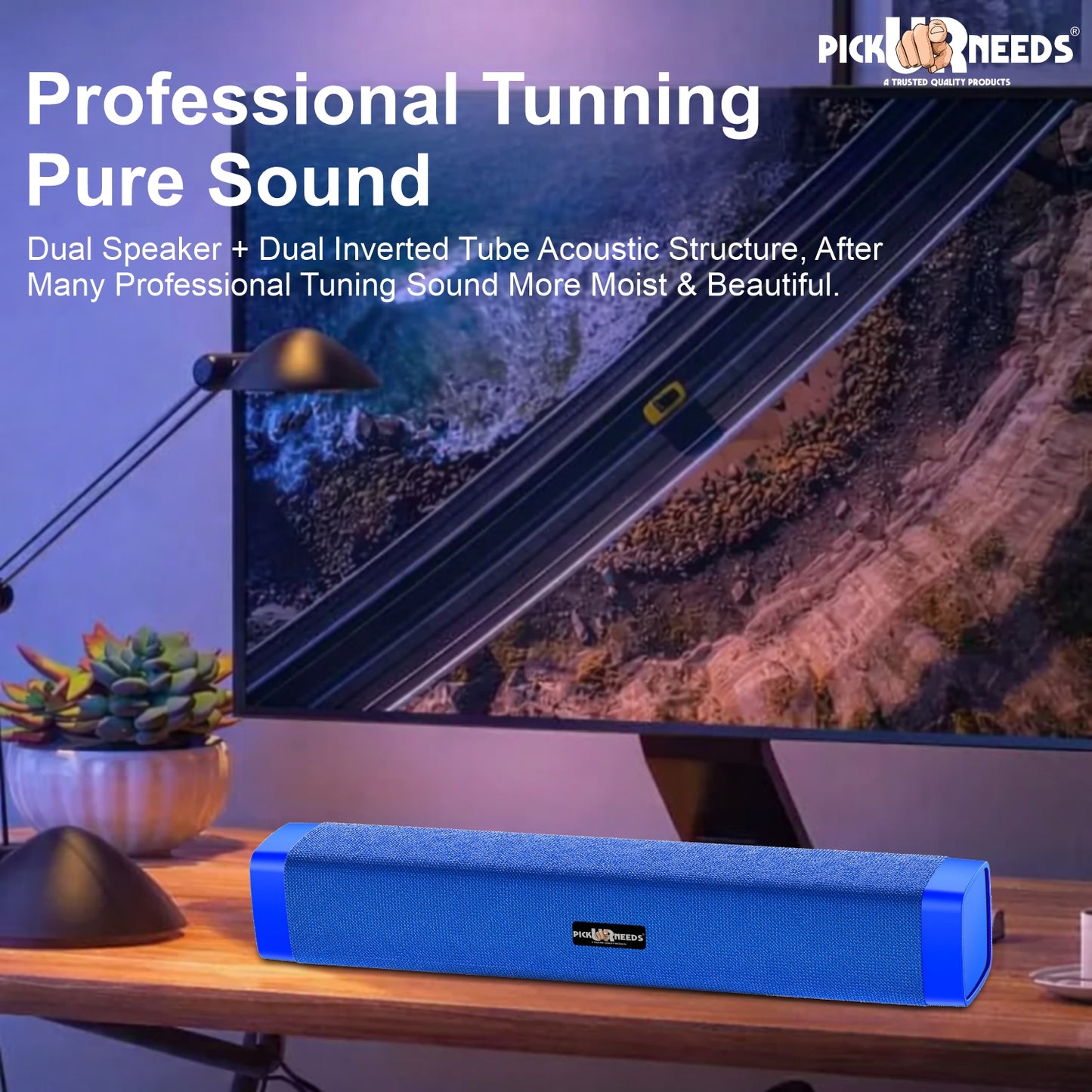 Pick Ur Needs Rechargeable 10W Wireless Bluetooth Soundbar Speaker with 1200mAh Battery, FM Radio, TF Card, USB & AUX Support – 4 Hours Playtime Home & Outdoor Speakers