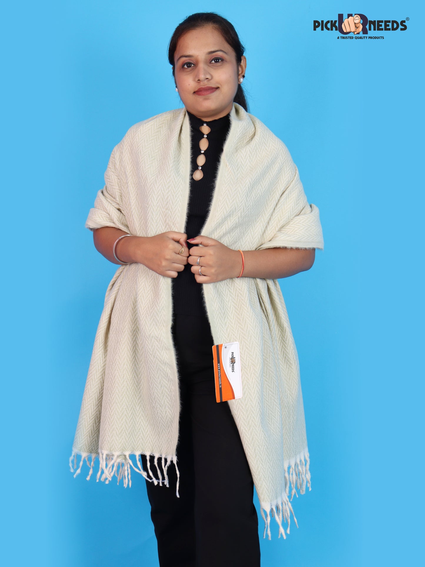 Pick Ur Needs Women’s Winter Muffler Shawl Soft & Warm Knitted Herringbone Wrap with Elegant Fringe Stole For Girls