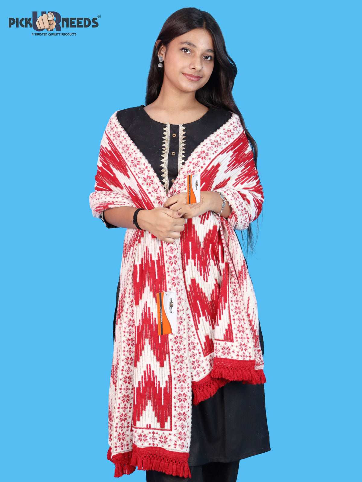 Pick Ur Needs Premium Wool Shawl For Womens & Girls Winter Muffler Soft Knitted Designer Wrap Warm Stole