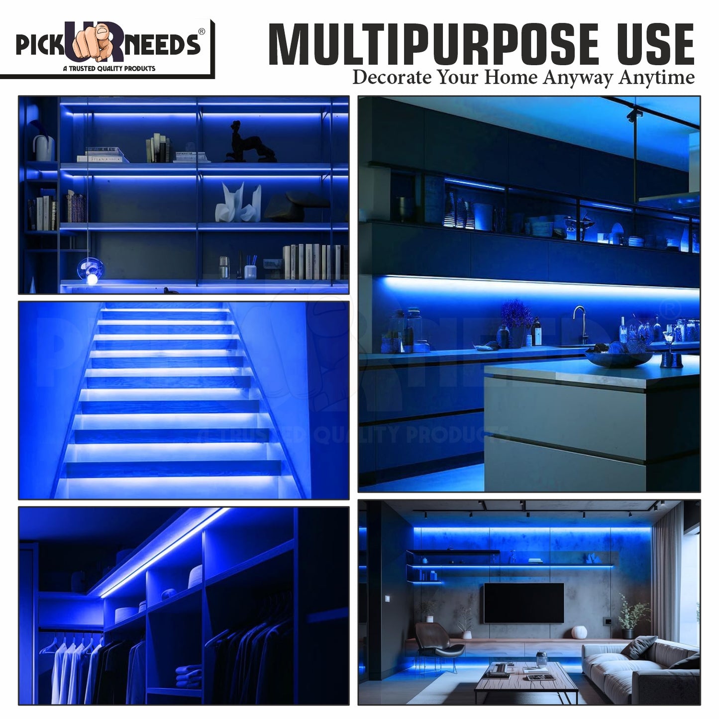 Pick Ur Needs 20M 2400 LED Strip Light-ultra-bright, energy-efficient white LED strip.
