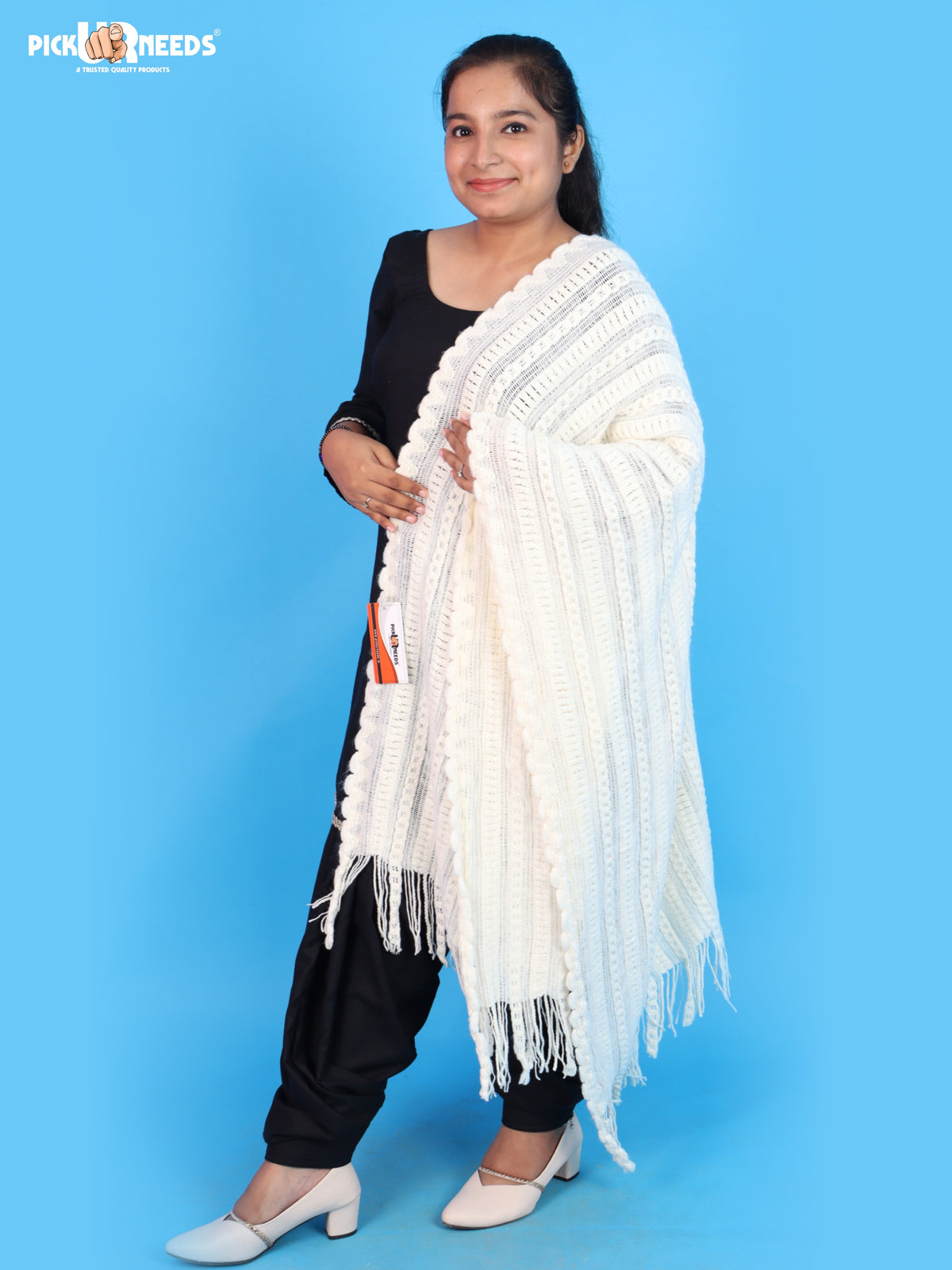 Pick Ur Needs Womens & Girls Winter Soft Warm Knitted Elegant Wool Muffler Stole For Casual and Office