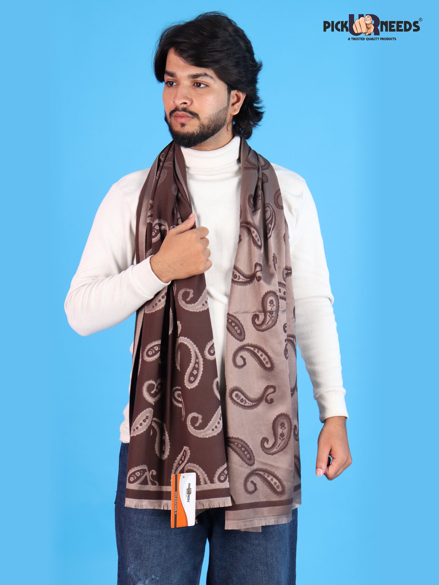 Pick Ur Needs Mens 2-in-1 Shawl & Stole, Elegant Paisley Print Winter Wrap, Lightweight Warm Shoulder Scarf for Boys, Stylish Reversible-Style