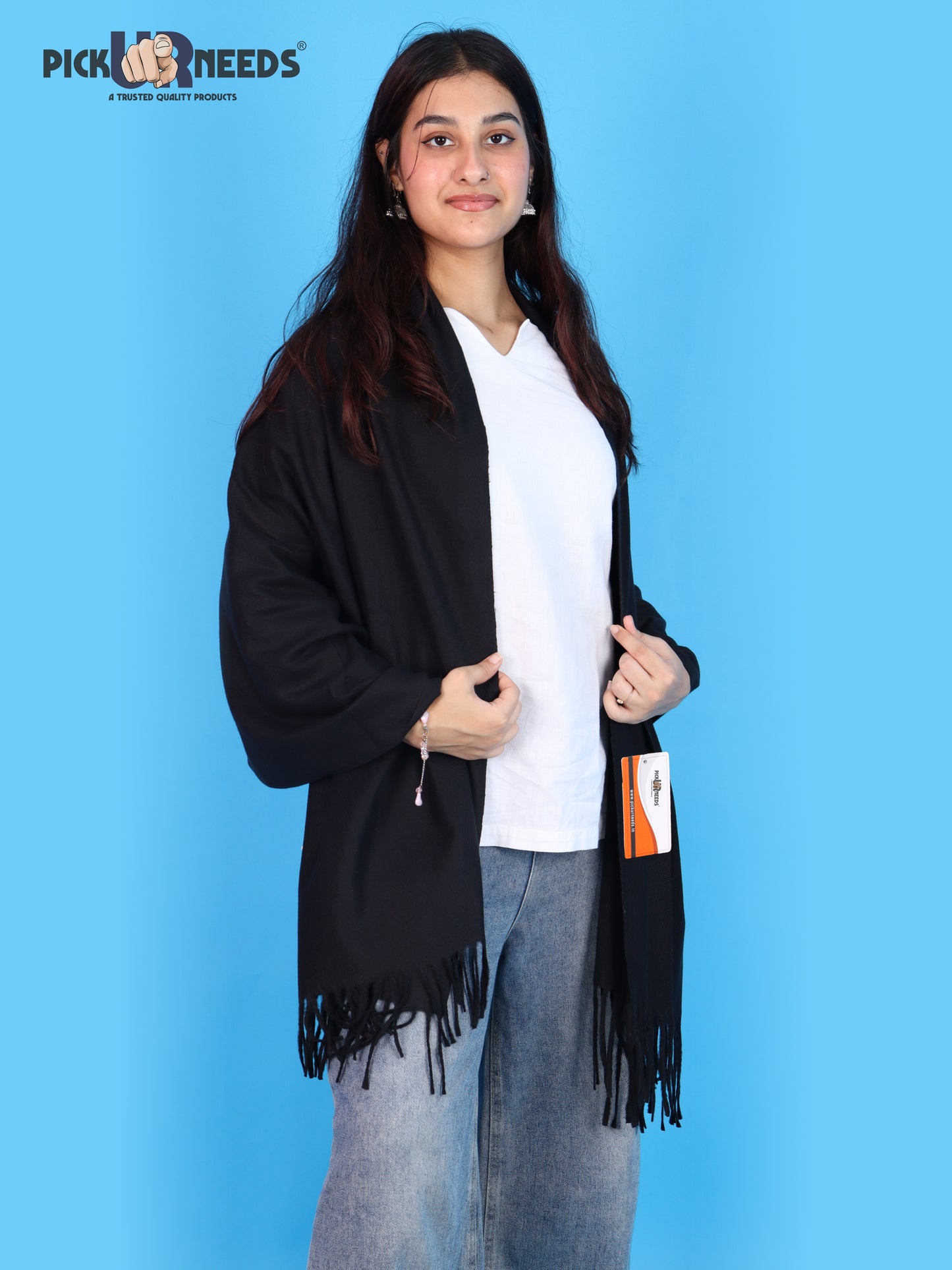 Pick Ur Needs Womens Winter Shawl Soft Warm Large Wrap Shawls with Fringe Tassels Elegant Woolen Style Stole for Girls