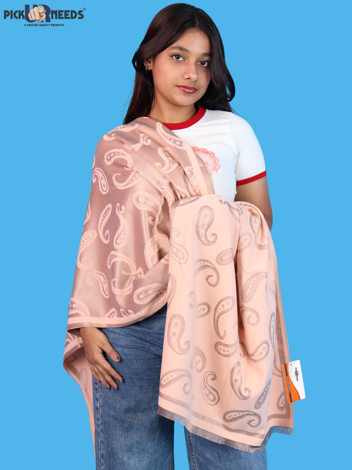 Pick Ur Needs Women & Girls Reversible 2 in 1 Woolen Muffler Soft Warm Dual Side Winter Scarf with Elegant Paisley Pattern