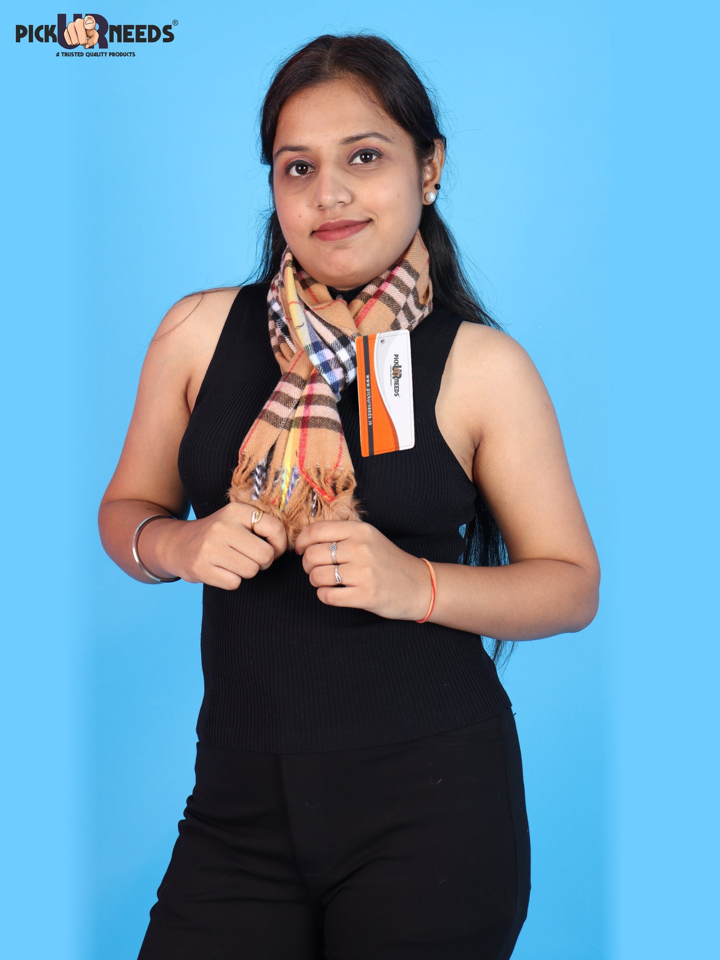Pick Ur Needs Women’s Winter Scarf for Stylish & Comfortable Girls Wear Soft Warm Printed Muffler with Fringe & Pom Pom Detailing