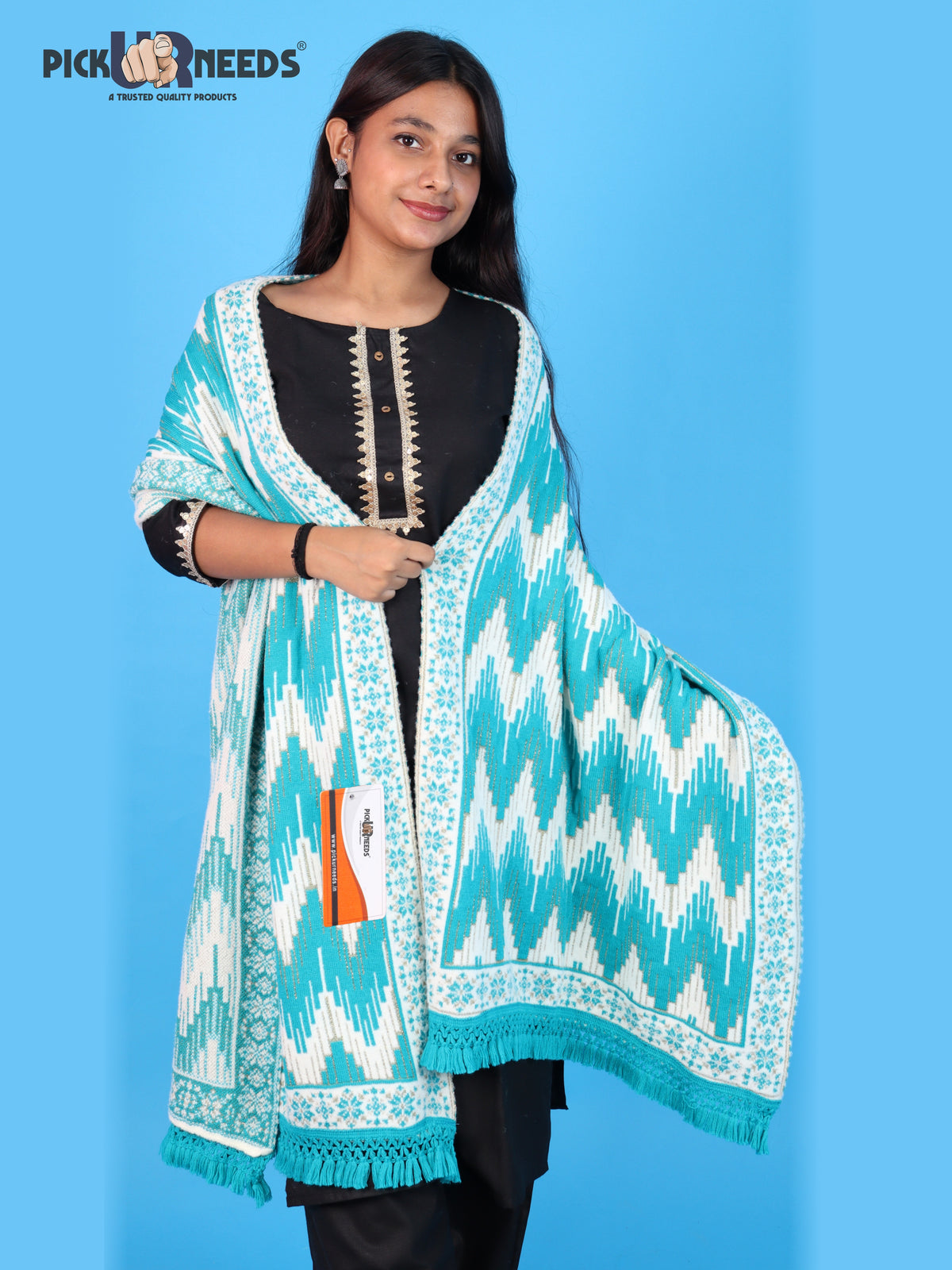 Pick Ur Needs Premium Wool Shawl For Womens & Girls Winter Muffler Soft Knitted Designer Wrap Warm Stole