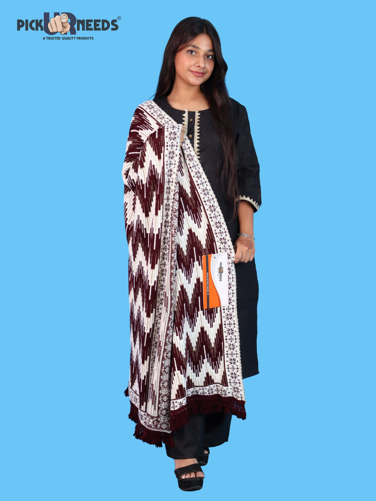 Pick Ur Needs Premium Wool Shawl For Womens & Girls Winter Muffler Soft Knitted Designer Wrap Warm Stole