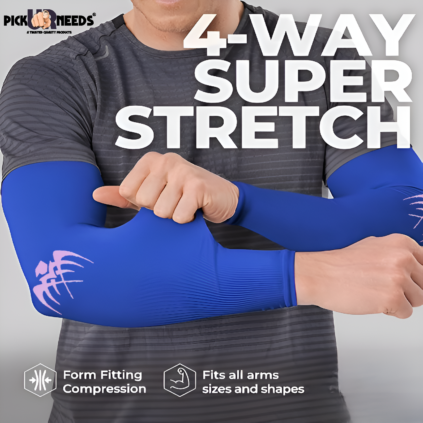 Pick Ur Needs UV Protection Arm Sleeves with Thumb Holes, Nylon Sun Protection Hand Cover for Running and Cycling, Unisex