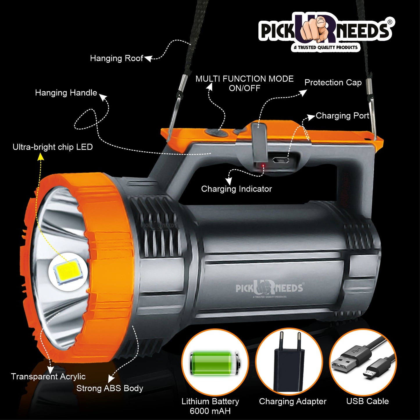 Pick Ur Needs Emergency Rechargeable100w Bright Waterproof LED Torch Laser Long Range Power Search Light