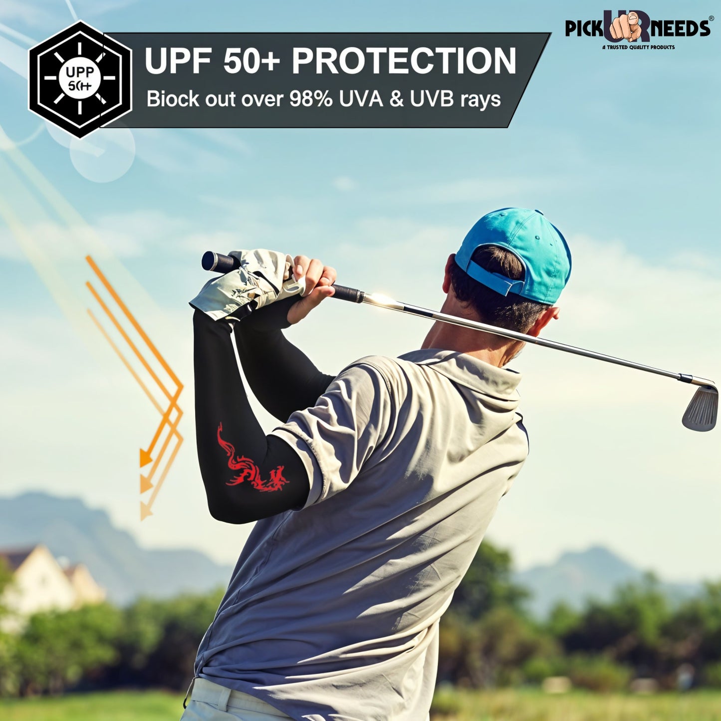Pick Ur Needs Arm Sleeves for Sun Protection UV Cooling Sleeves for Men & Women for Outdoor Work, Sports, Running, Tattoo Dragon Cover