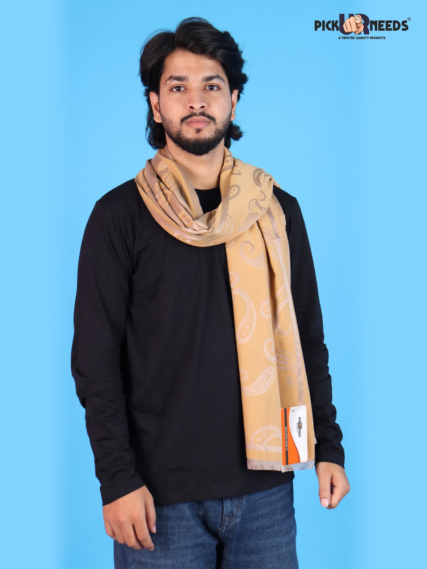 Pick Ur Needs Mens 2-in-1 Shawl & Stole, Elegant Paisley Print Winter Wrap, Lightweight Warm Shoulder Scarf for Boys, Stylish Reversible-Style
