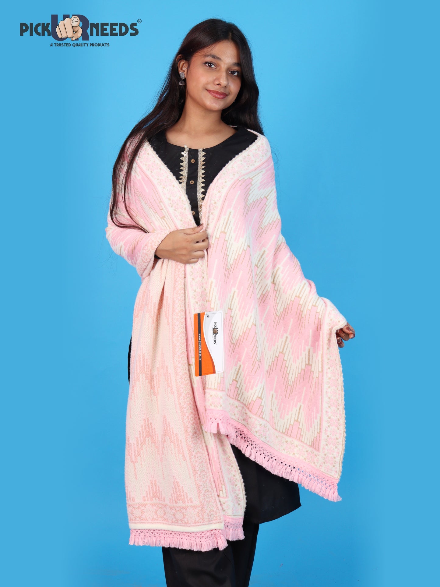 Pick Ur Needs Premium Wool Shawl For Womens & Girls Winter Muffler Soft Knitted Designer Wrap Warm Stole