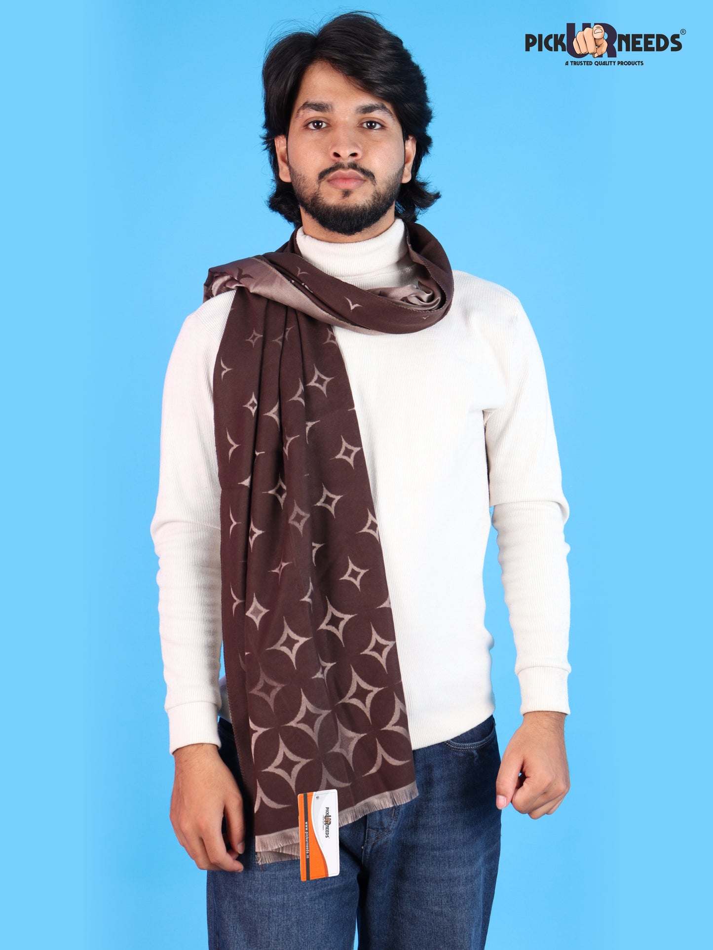 Pick Ur Needs Mens 2-in-1 Reversible Shawl Stylish Printed Winter Shawl for Boys Soft Warm Woolen Stole Premium Large Winter Wrap