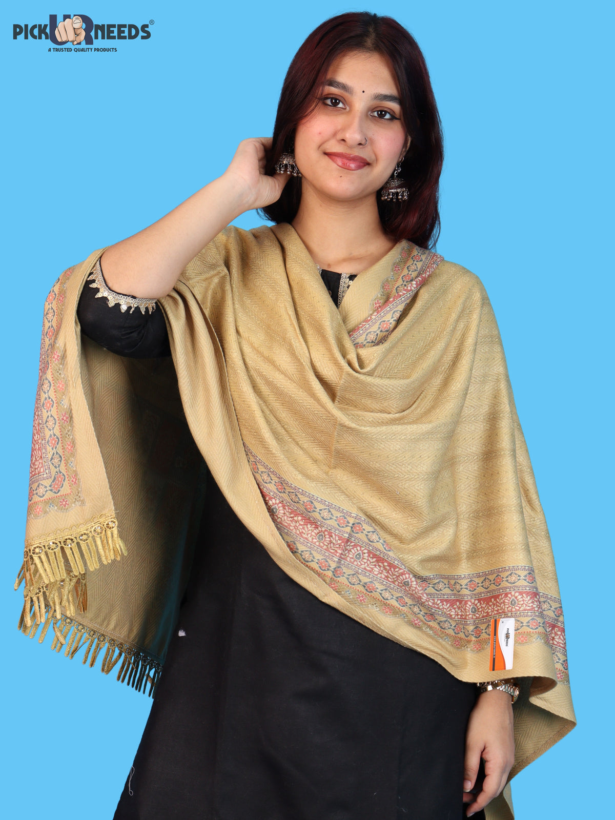 Pick Ur Needs Premium Soft Woolen Women & Girls Stylish Shawl with Elegant Design for Winter & Wedding