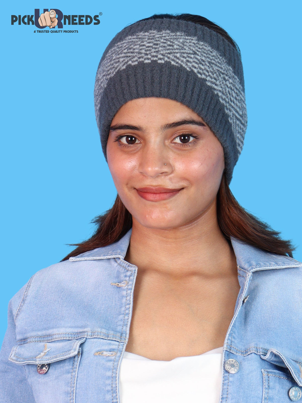 Pick Ur Needs Unisex Winter Headband Ear Warmer For Women & Men Soft Stretch Warm Head Wrap with Geometric Pattern