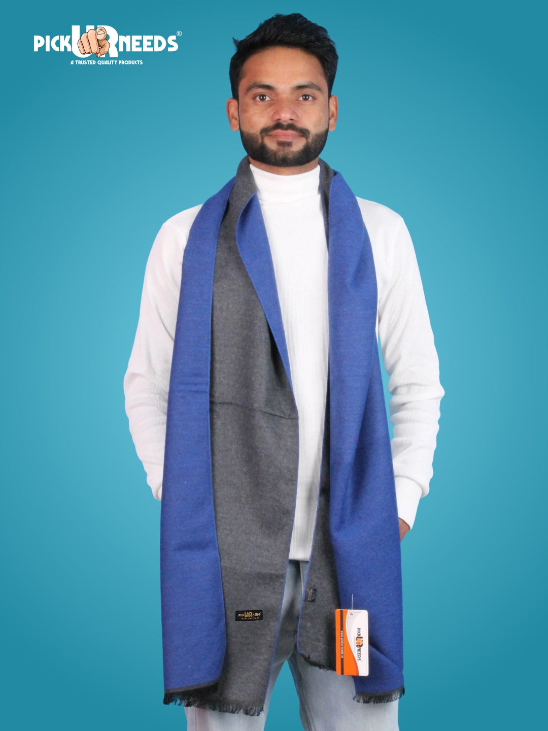 Pick Ur Needs Reversible Winter Muffler for Men Dual-Color Soft Woolen Scarf Warm, Stylish & Lightweight Muffler for Casual, Office & Outdoor Wear