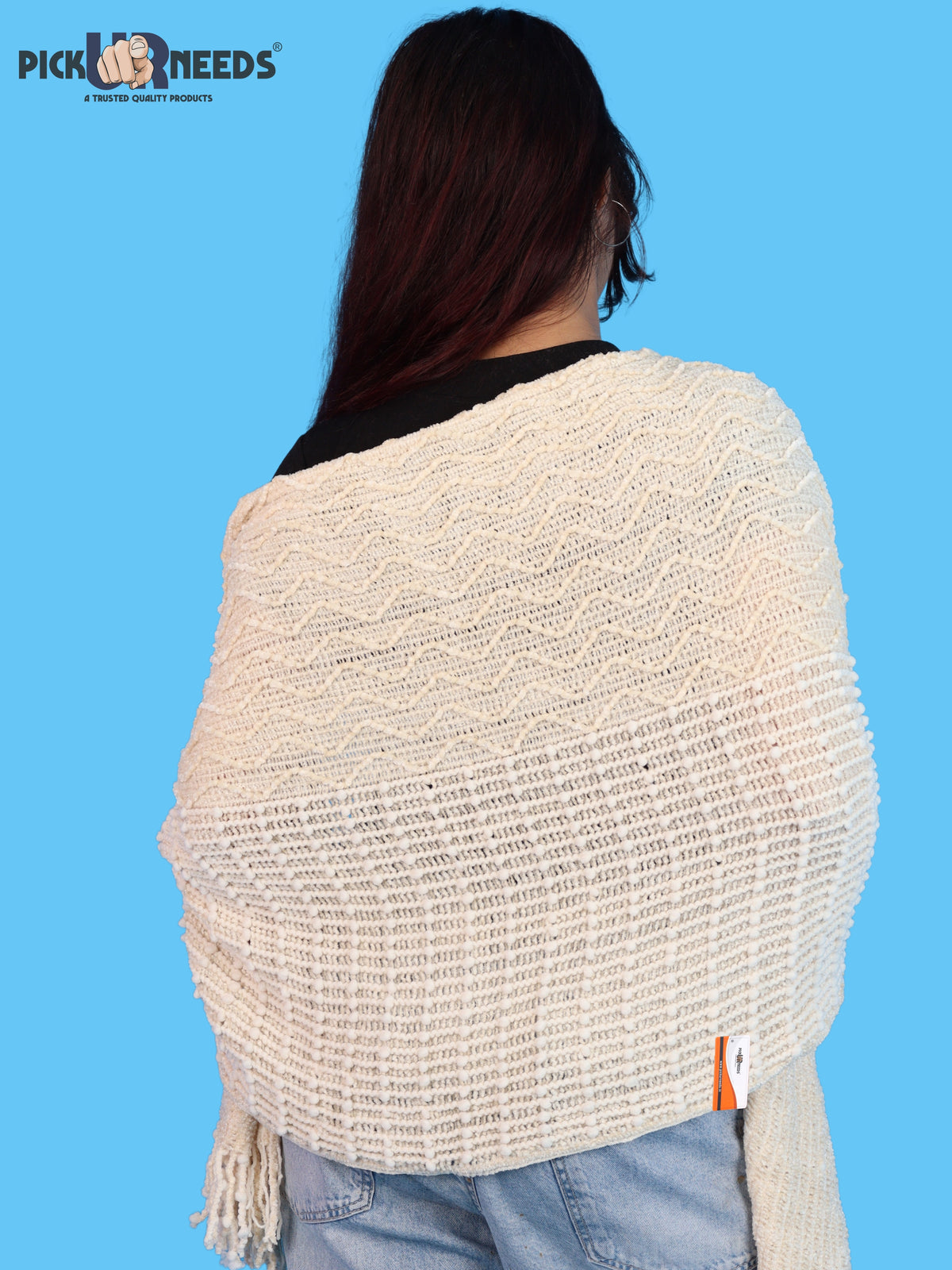 Pick Ur Needs Premium Winter Stole & Muffler for Women Soft Woven Textured Wrap with Elegant Fringes Warm Shawl