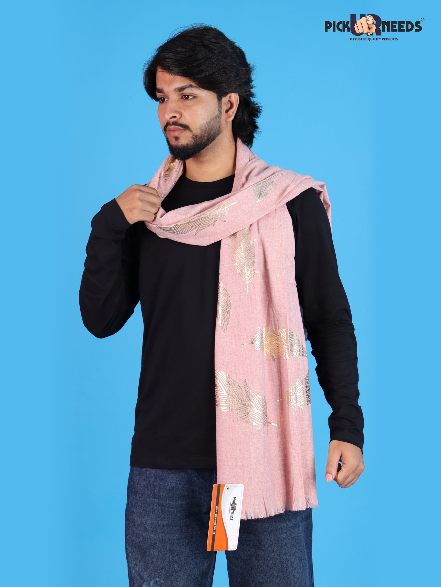 Pick Ur Needs Winter Shawl, Scarf, Stole & Muffler with Elegant Feather Print Soft Lightweight Winter Wrap for Men Stylish Scarf Stole for Kurta, Shirt For Boys