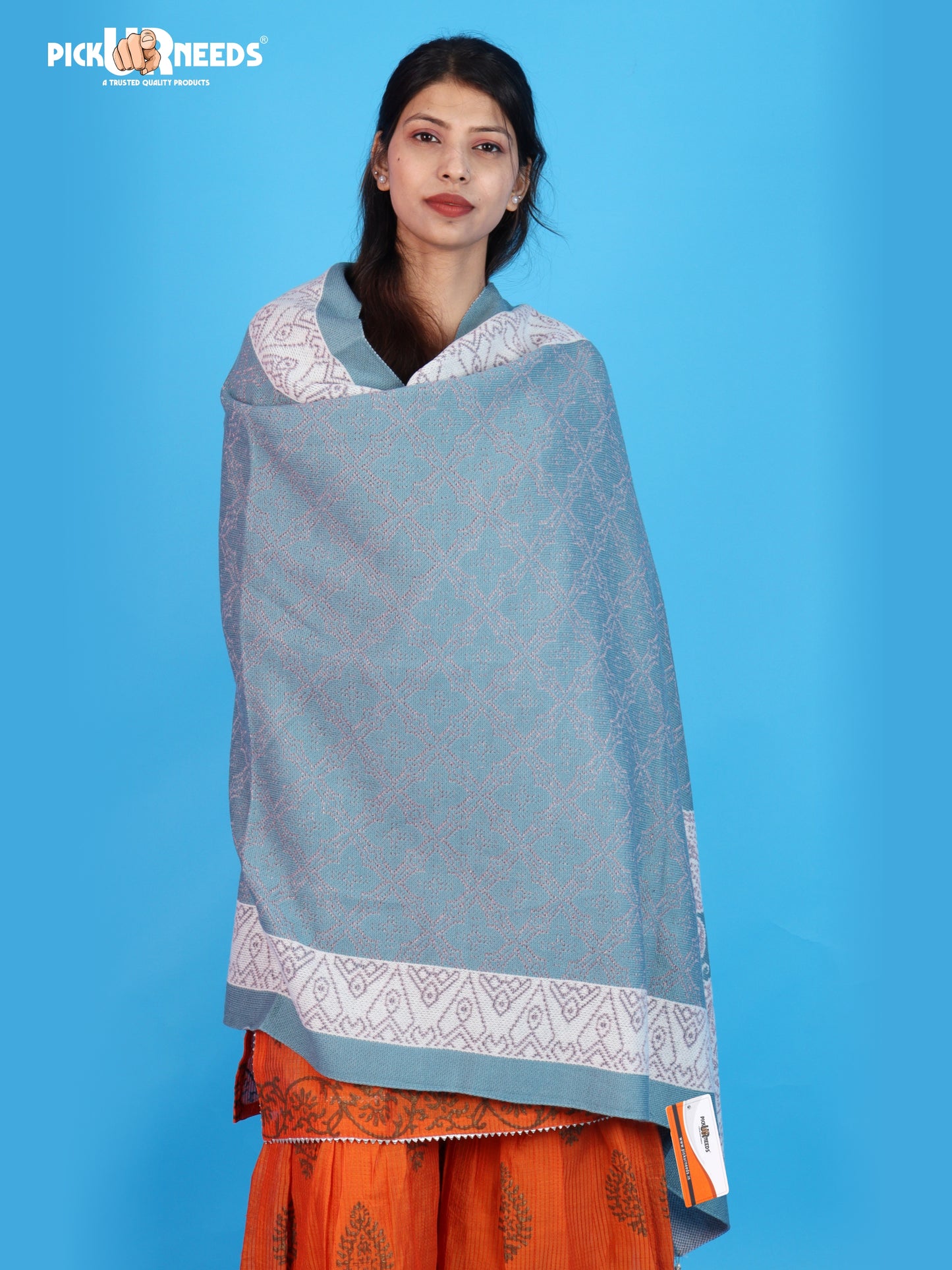 Pick Ur Needs Womens & Girls Soft Knitted Winter Shawl with Elegant Floral & Geometric Pattern, Warm Lightweight Stylish Stole For Ladies