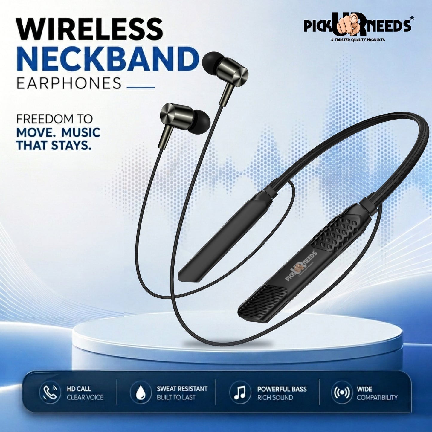 Stylish Wireless Bluetooth Neckband Earphones with Crystal Clear Sound