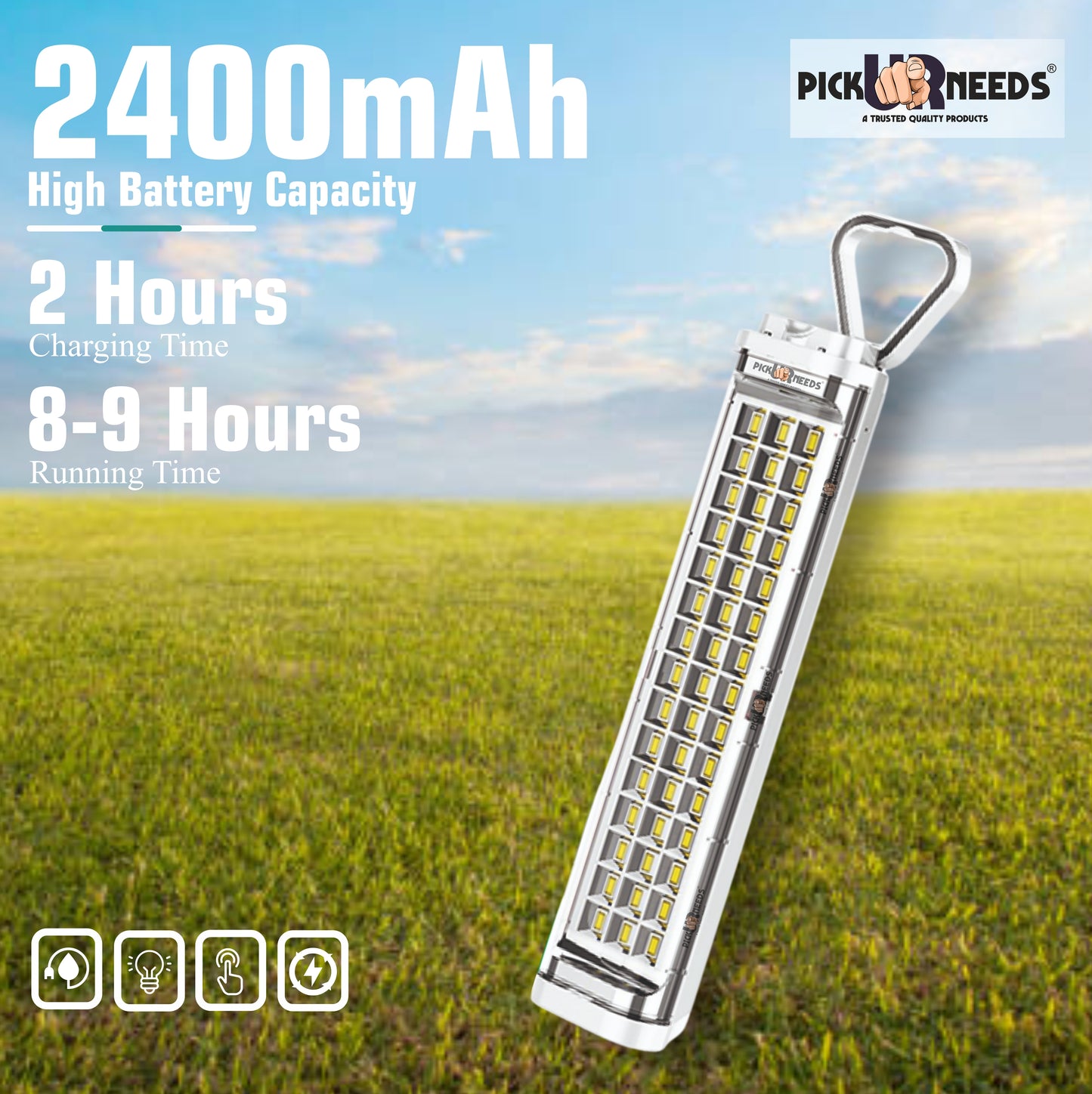 Pick Ur Needs Chargeable Emergency Light Touch Sensor On / Off 45 SMD High Bright LED 1600 mAh 5 hrs Flood Lamp Emergency Light  (Blue)