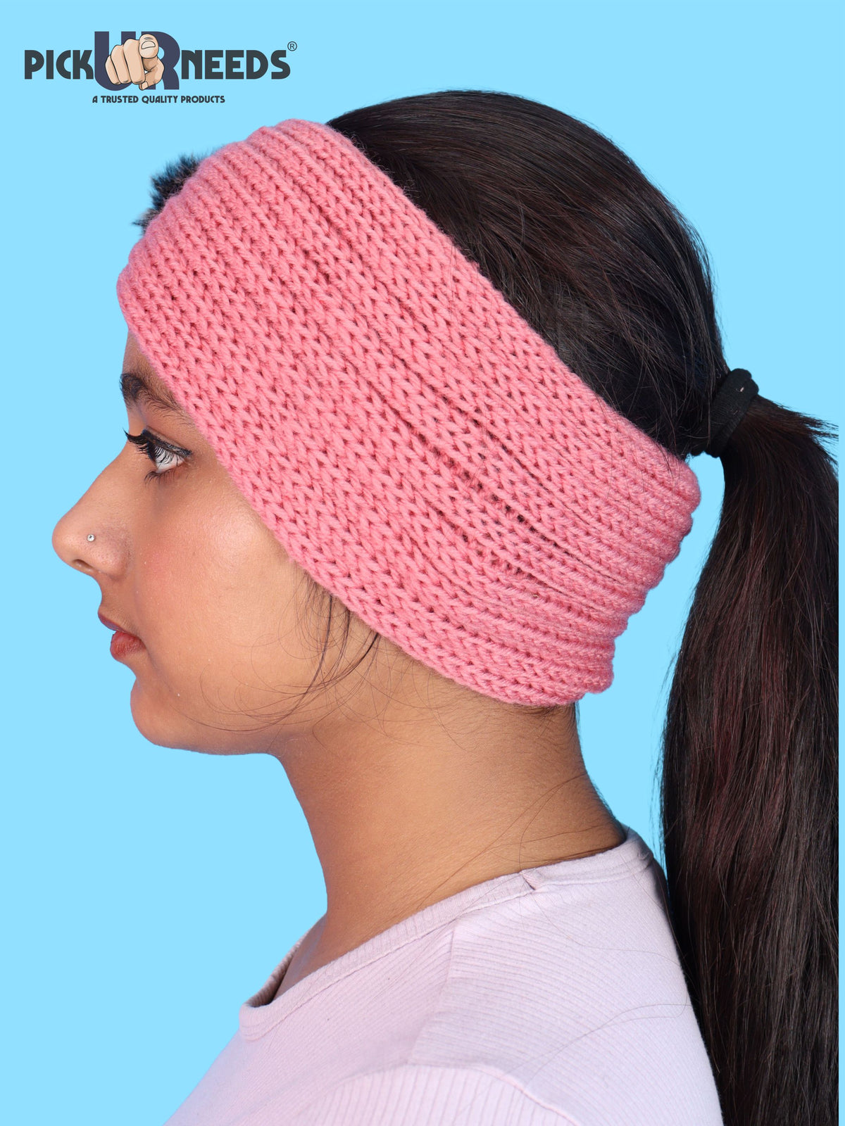 Pick Ur Needs Women & Girls Winter Earmuff Headband Kanpatti with Flower Design Soft Knitted Warm Ear Cover