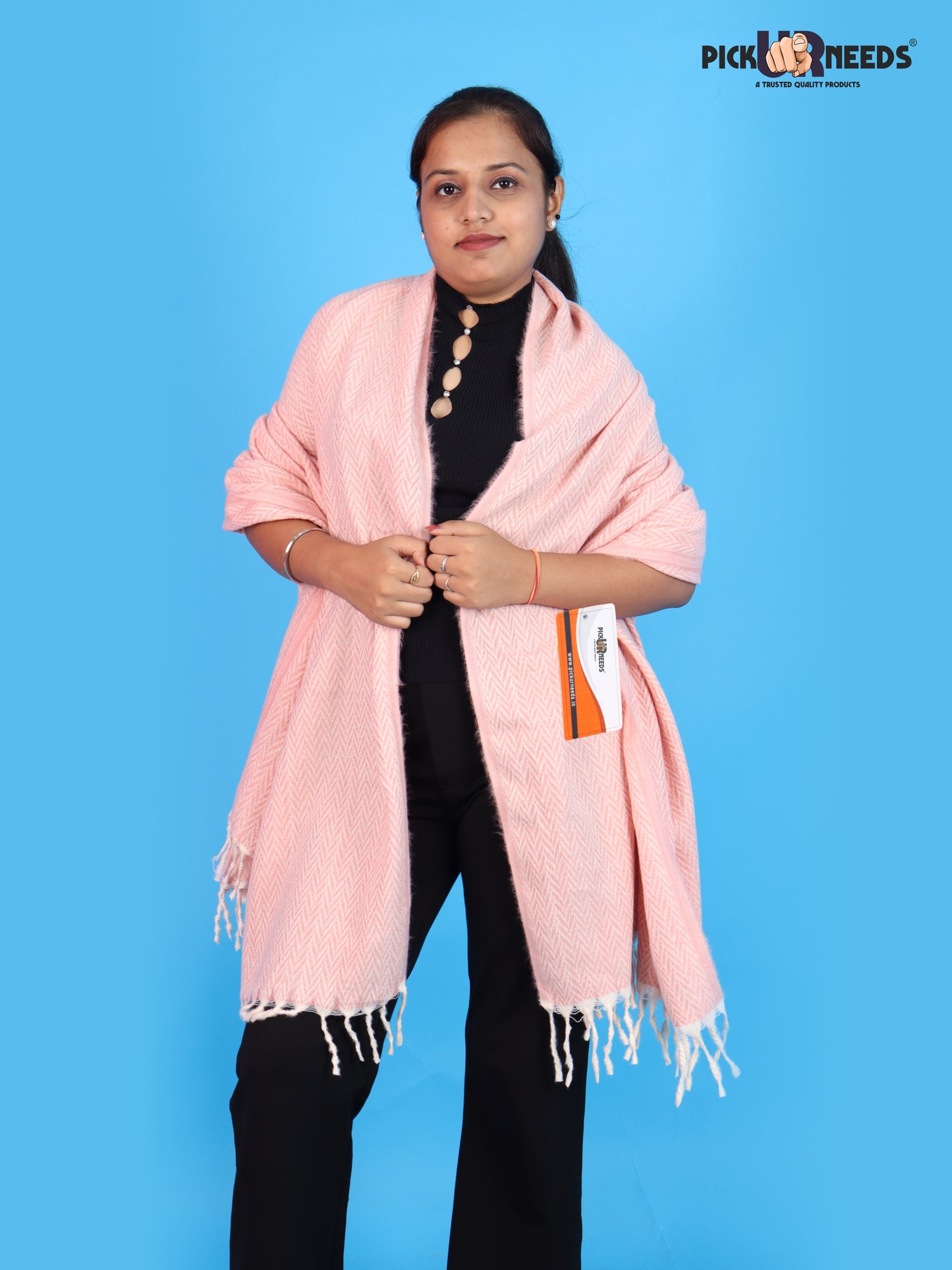 Pick Ur Needs Women’s Winter Muffler Shawl Soft & Warm Knitted Herringbone Wrap with Elegant Fringe Stole For Girls