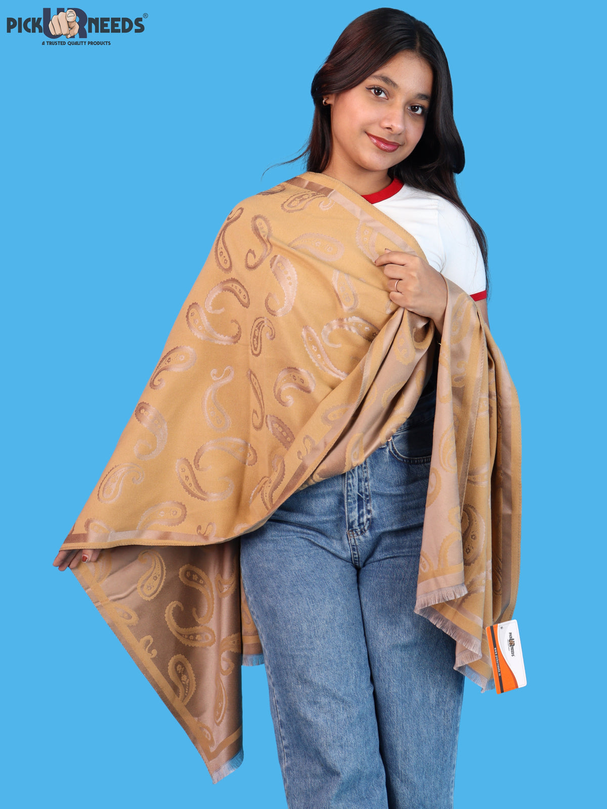 Pick Ur Needs Women & Girls Reversible 2 in 1 Woolen Muffler Soft Warm Dual Side Winter Scarf with Elegant Paisley Pattern