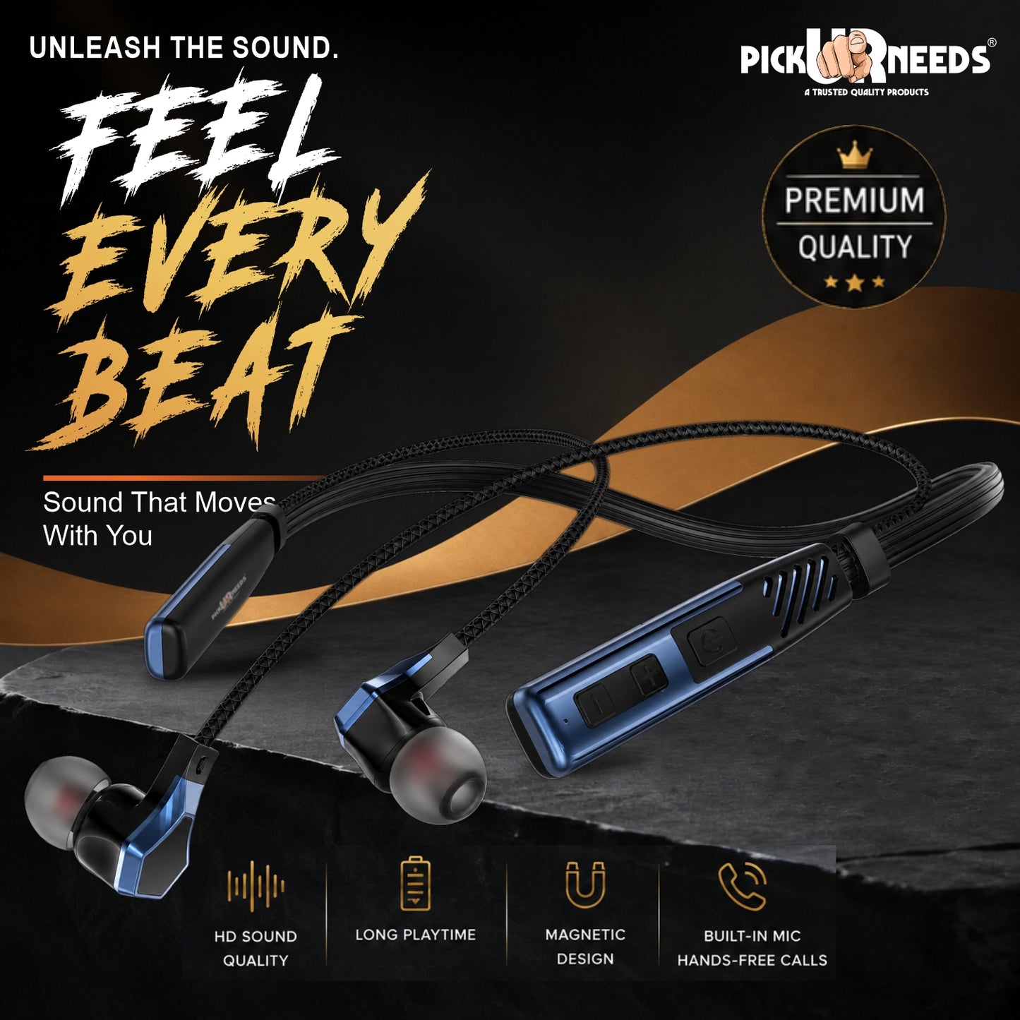Wireless Bluetooth Neckband Earphones with Magnetic Earbuds , Hands-Free Calling