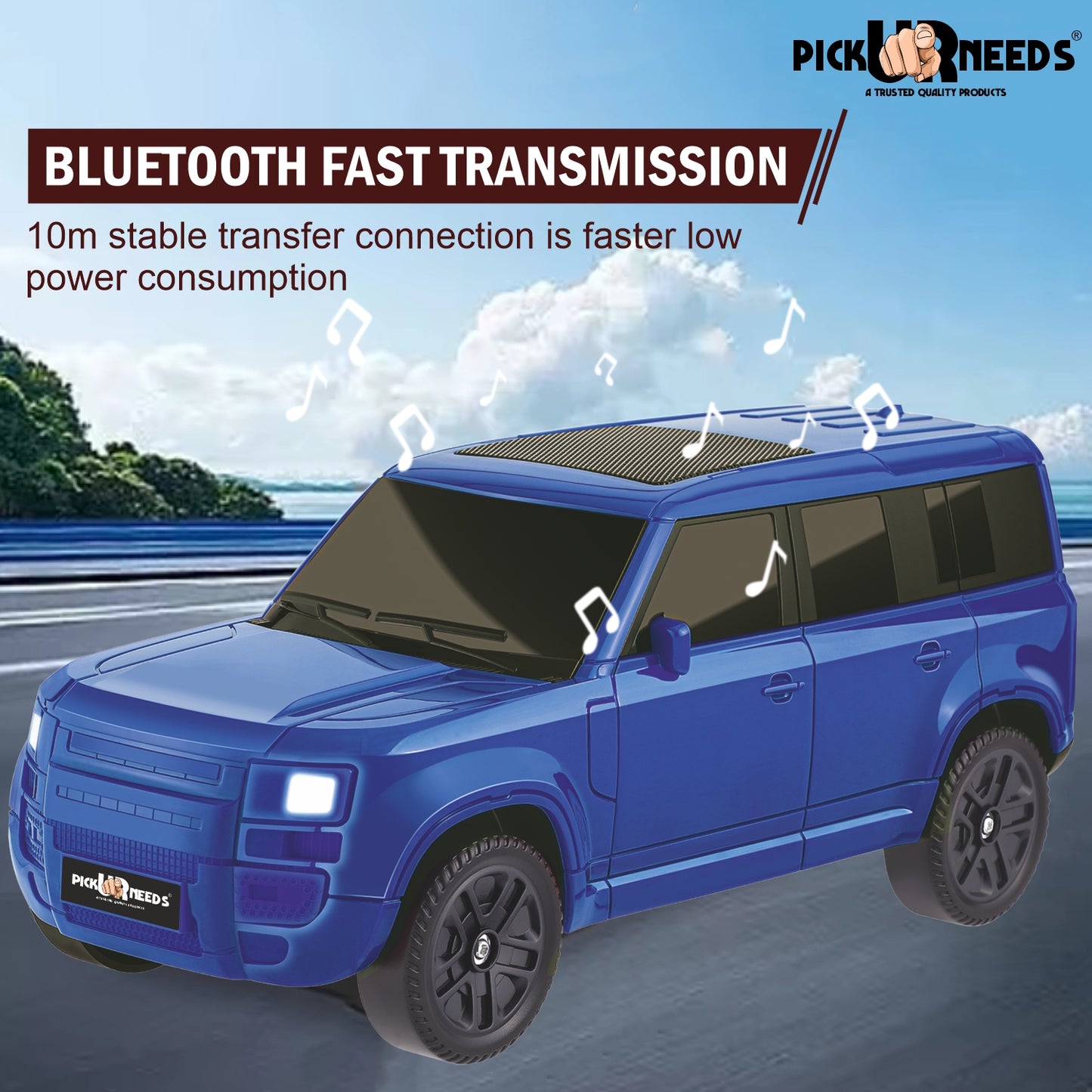 Pick Ur Needs Portable 10W Car Shape Bluetooth Wireless Speaker with Deep Bass 1200mAh Battery Support FM Radio, USB, TF Card, TWS Stylish SUV Design