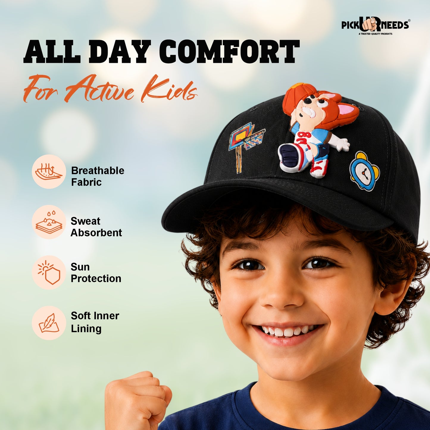 Pick Ur Needs Basketball Cartoon Baseball Cap with 3D Basketball Character Patch Adjustable Sports Hat for Boys & Girls