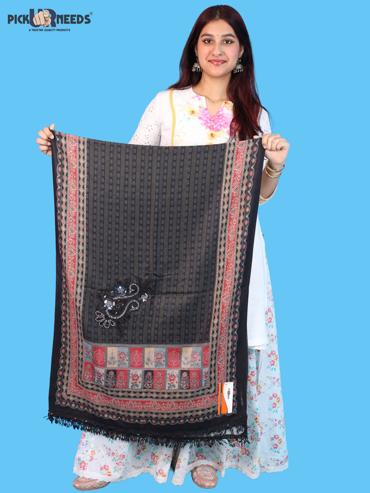 Pick Ur Needs Premium Soft Woolen Women & Girls Stylish Shawl with Elegant Design for Winter & Wedding